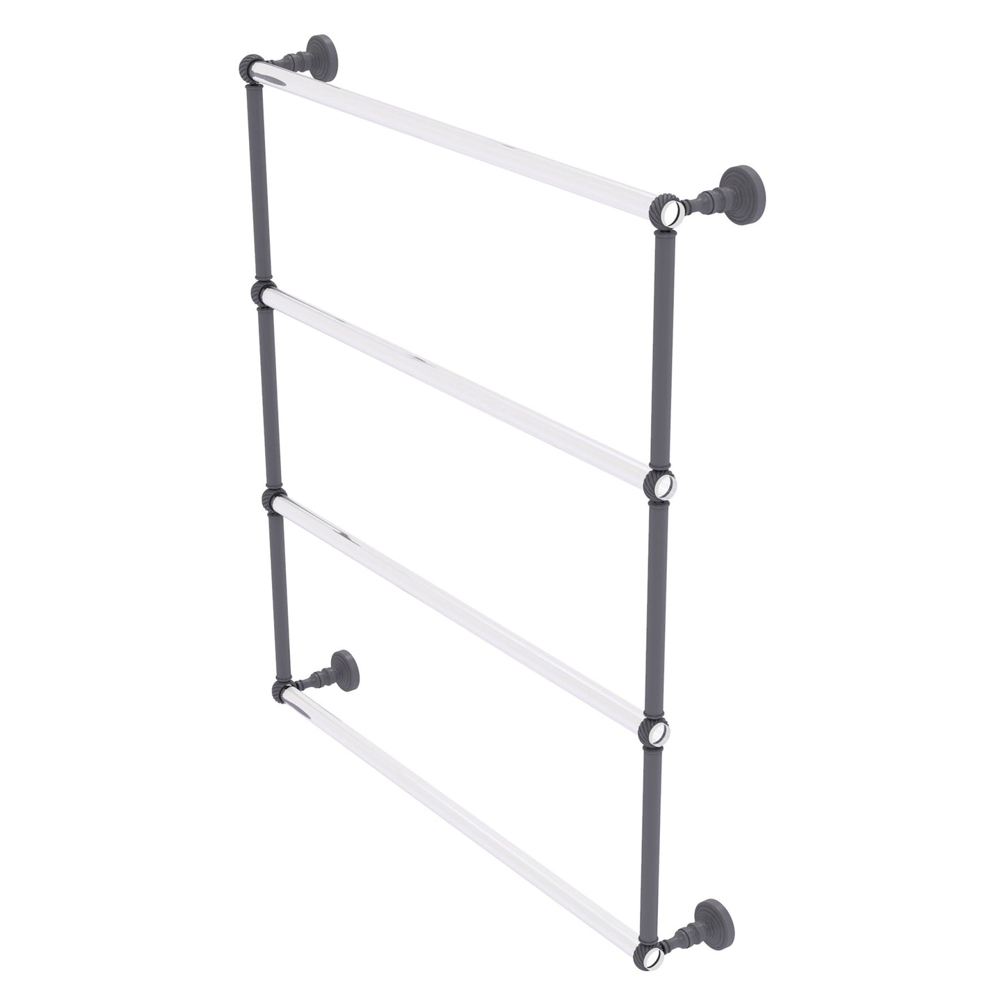 Allied Brass Pacific Grove 32.2" x 4.7" Matte Gray Solid Brass 4-Tier Ladder Towel Bar With Twisted Accents