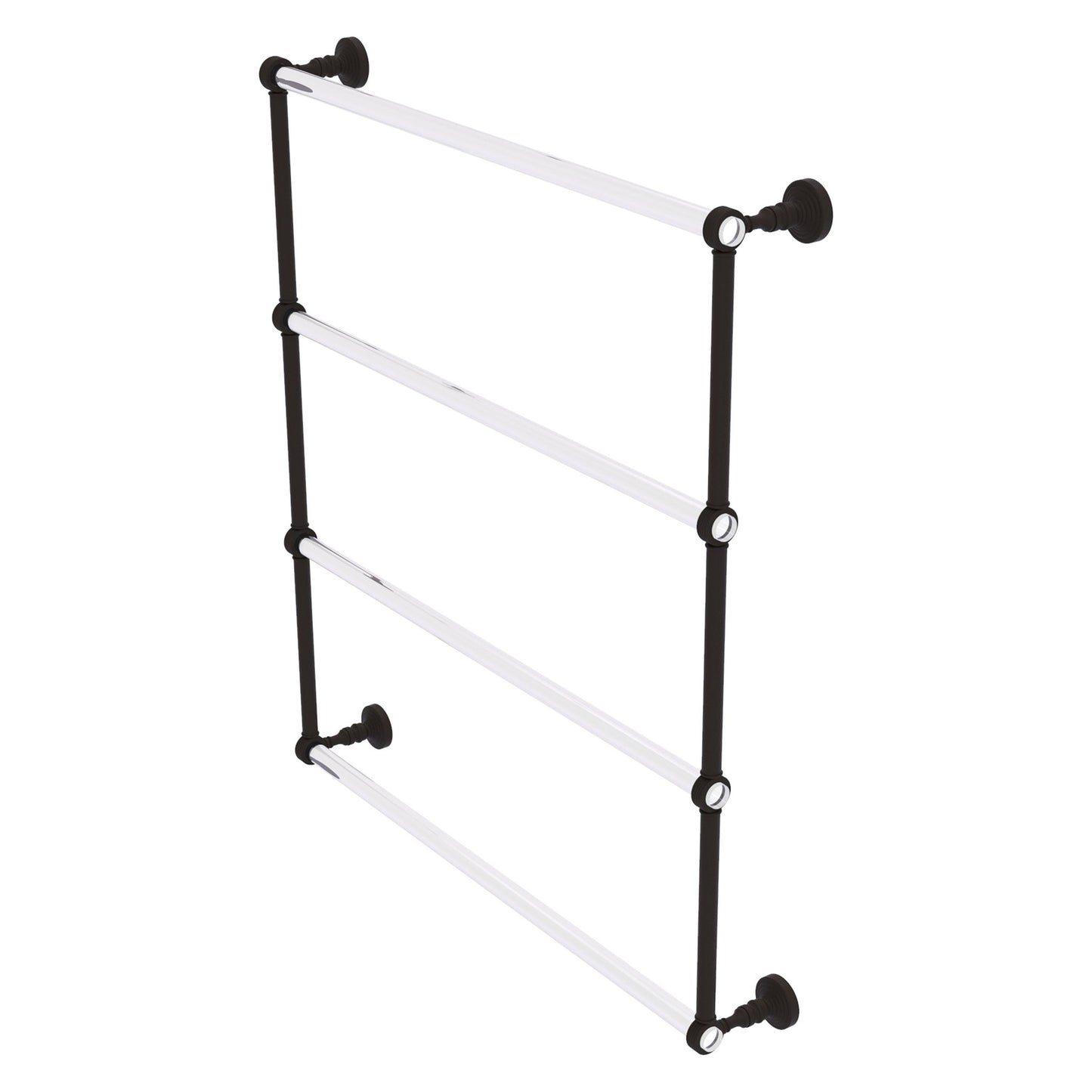Allied Brass Pacific Grove 32.2" x 4.7" Oil Rubbed Bronze Solid Brass 4-Tier Ladder Towel Bar With Grooved Accents