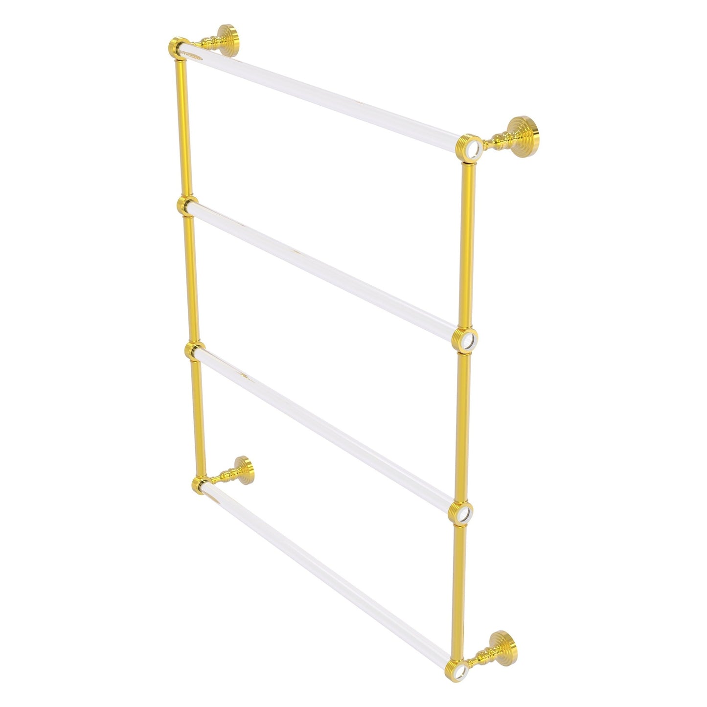 Allied Brass Pacific Grove 32.2" x 4.7" Polished Brass Solid Brass 4-Tier Ladder Towel Bar With Grooved Accents
