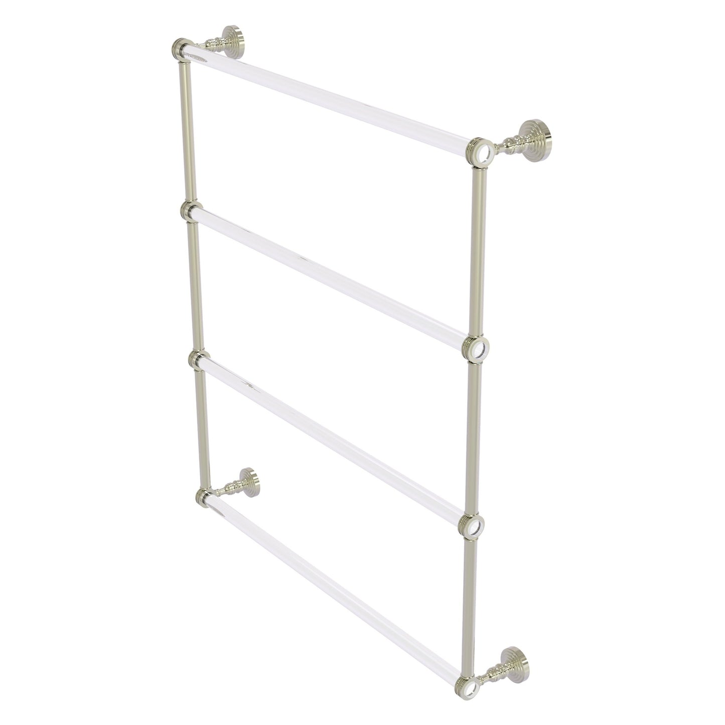 Allied Brass Pacific Grove 32.2" x 4.7" Polished Nickel Solid Brass 4-Tier Ladder Towel Bar With Dotted Accents