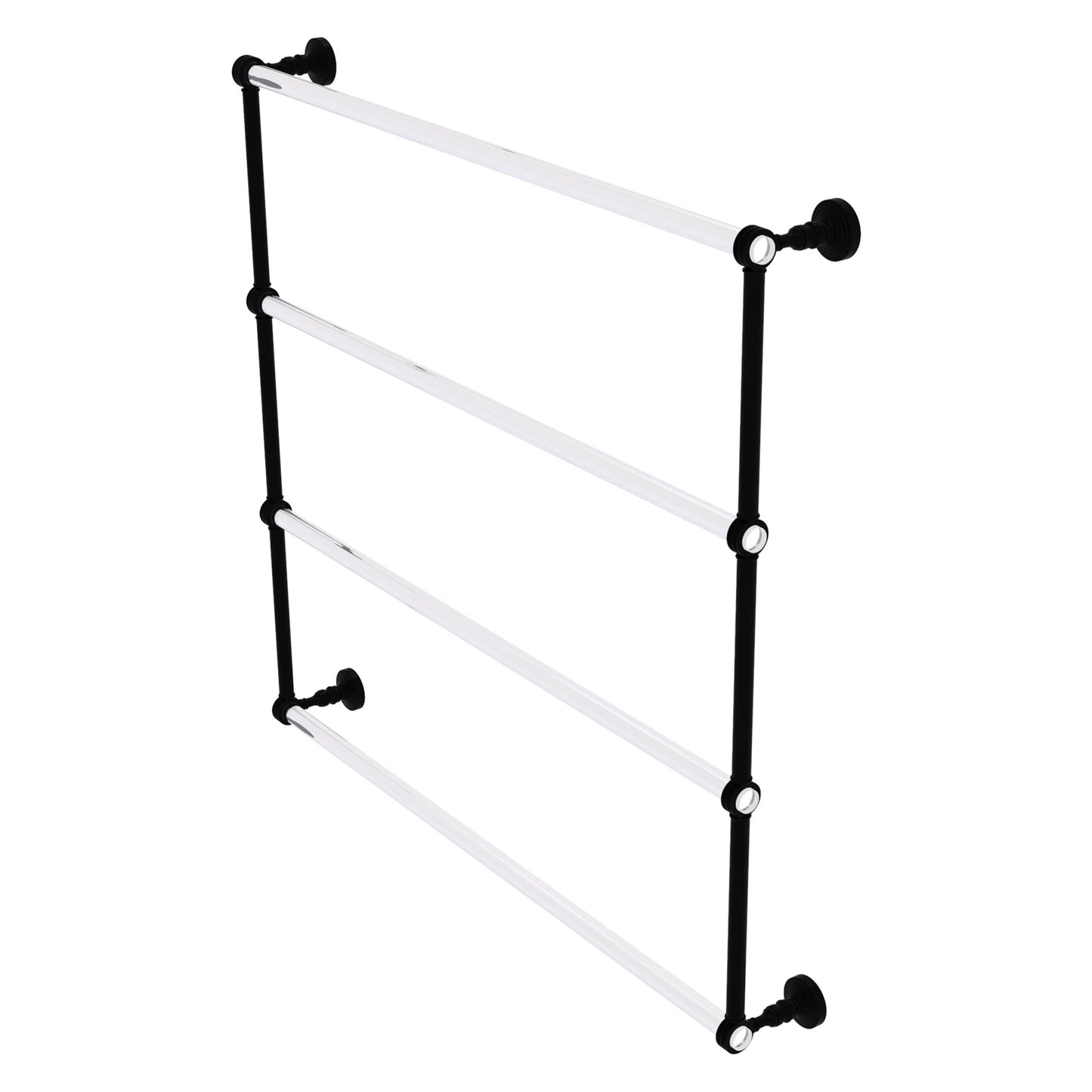Allied Brass Pacific Grove 38.2" x 4.7" Matte Black Solid Brass 4-Tier Ladder Towel Bar With Dotted Accents