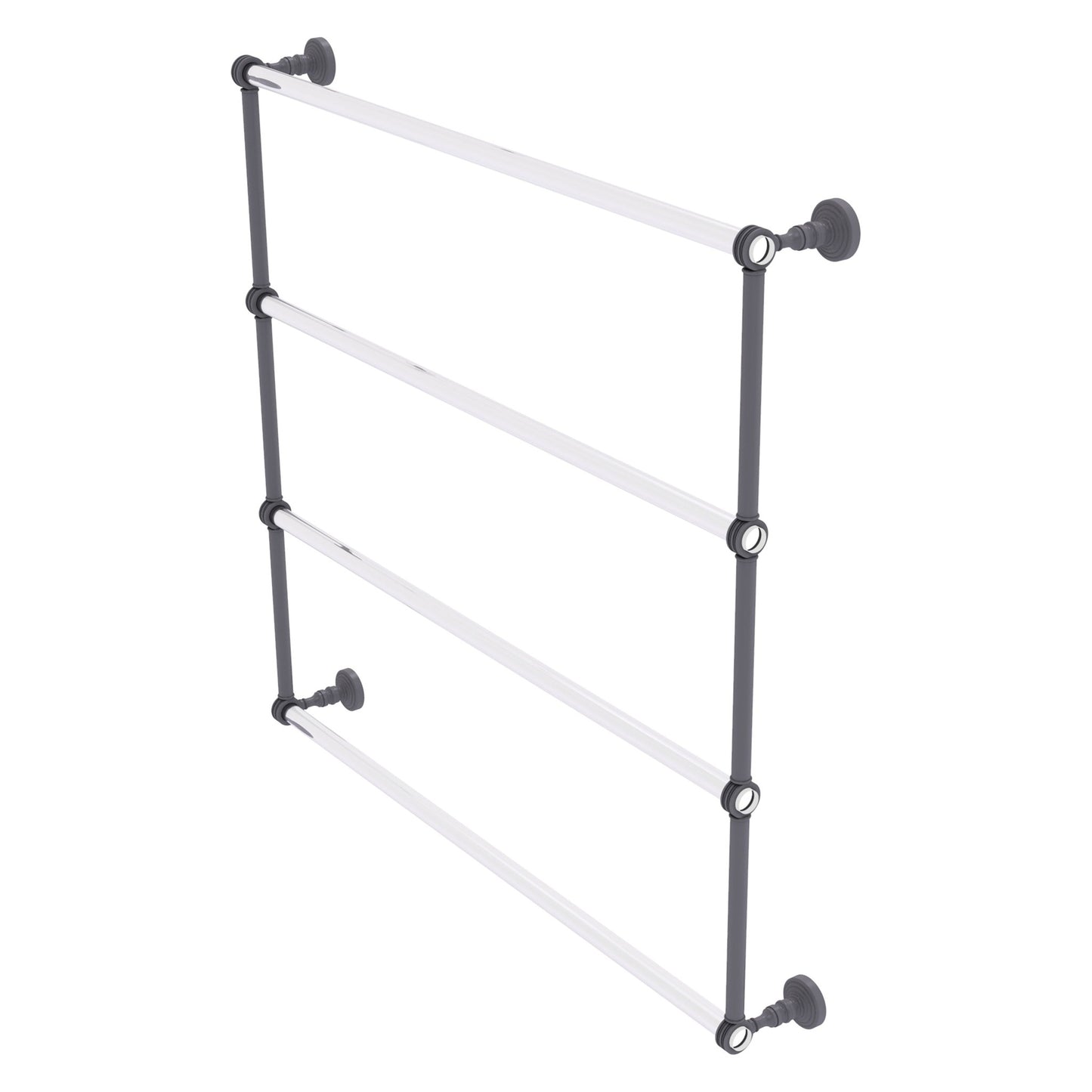 Allied Brass Pacific Grove 38.2" x 4.7" Matte Gray Solid Brass 4-Tier Ladder Towel Bar With Dotted Accents