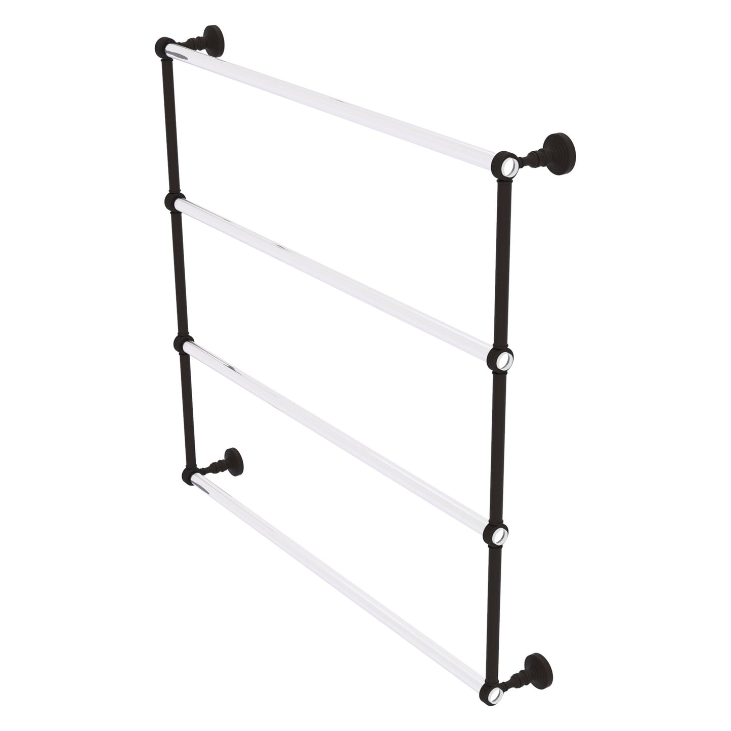 Allied Brass Pacific Grove 38.2" x 4.7" Oil Rubbed Bronze Solid Brass 4-Tier Ladder Towel Bar With Grooved Accents