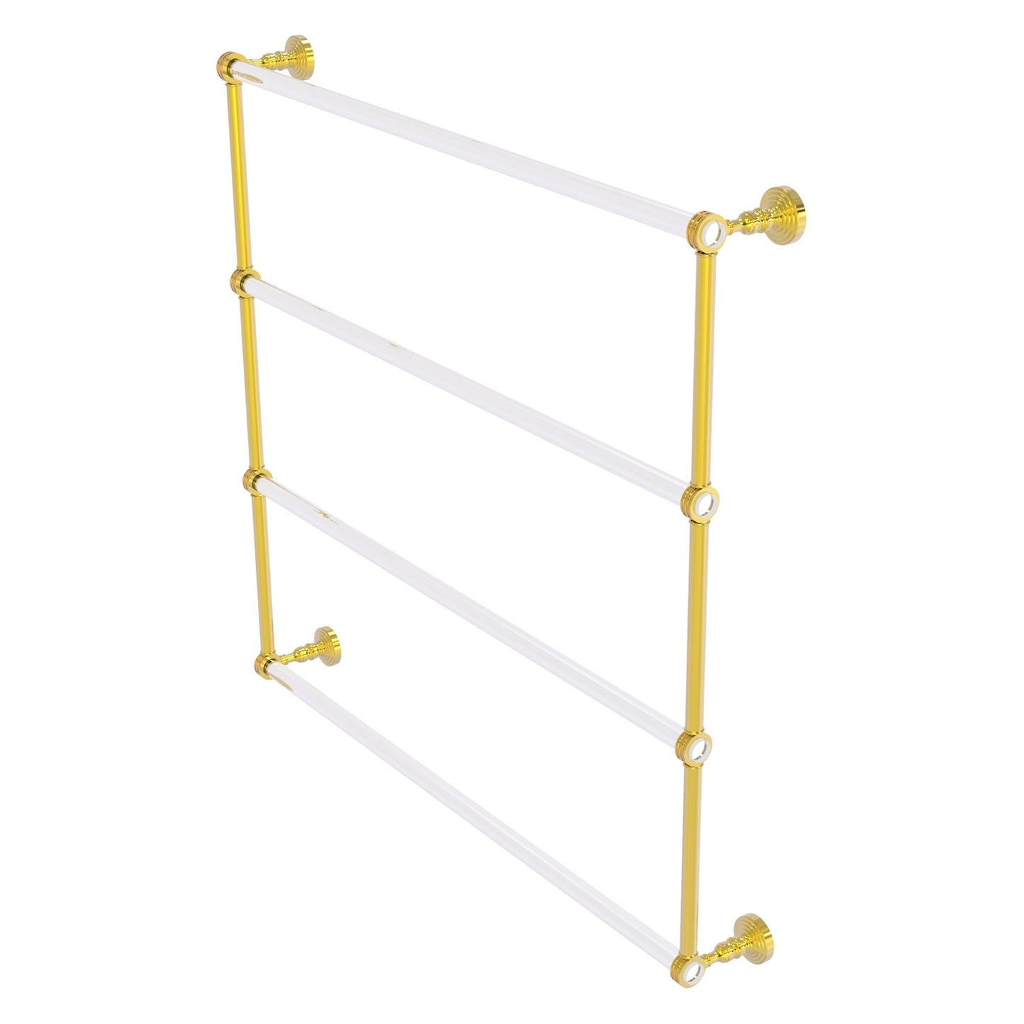 Allied Brass Pacific Grove 38.2" x 4.7" Polished Brass Solid Brass 4-Tier Ladder Towel Bar With Dotted Accents