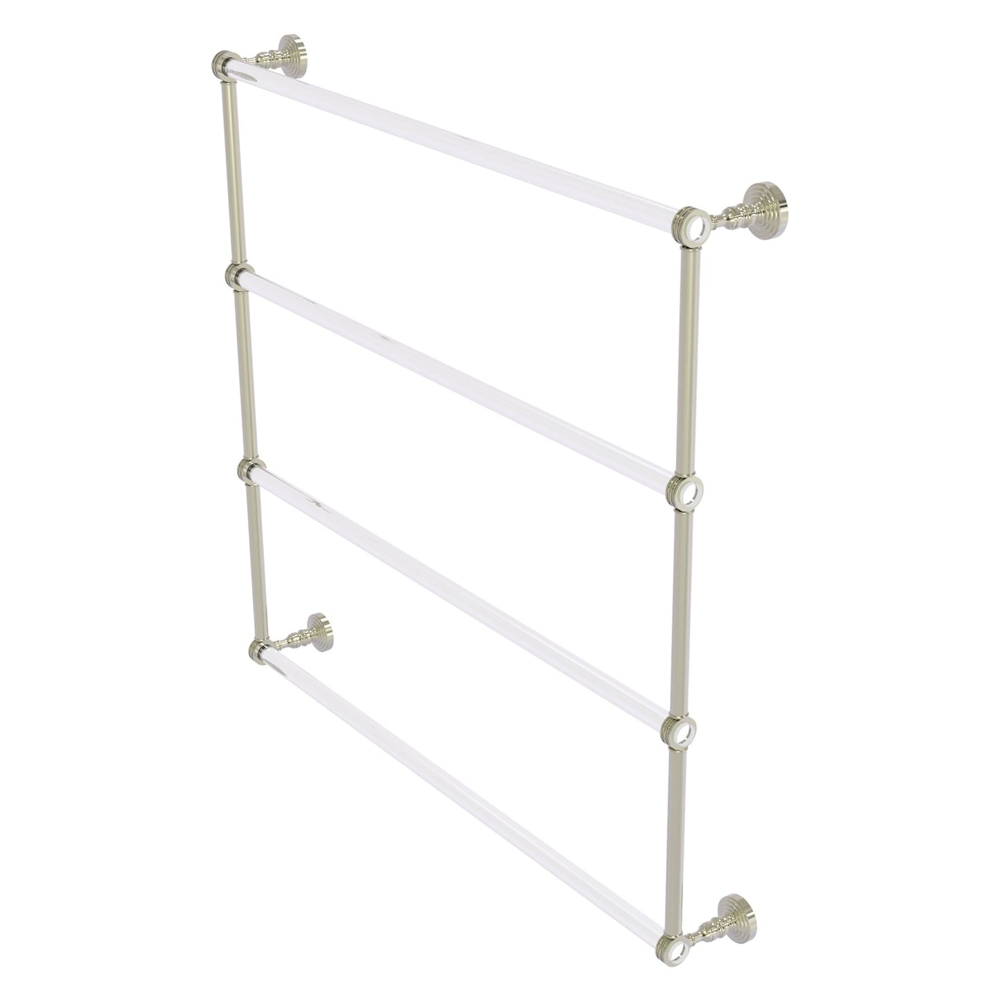 Allied Brass Pacific Grove 38.2" x 4.7" Polished Nickel Solid Brass 4-Tier Ladder Towel Bar With Dotted Accents
