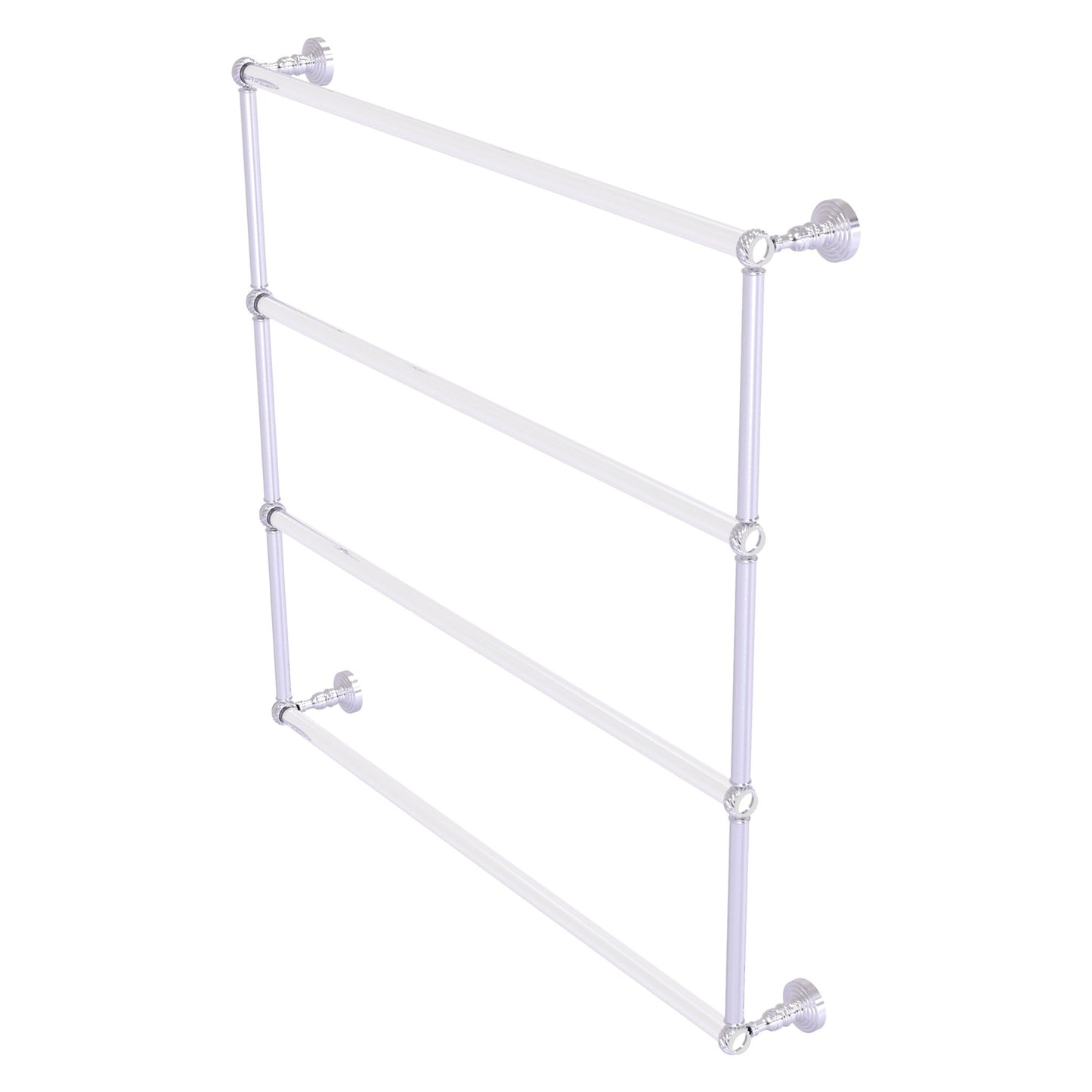 Allied Brass Pacific Grove 38.2" x 4.7" Satin Chrome Solid Brass 4-Tier Ladder Towel Bar With Twisted Accents