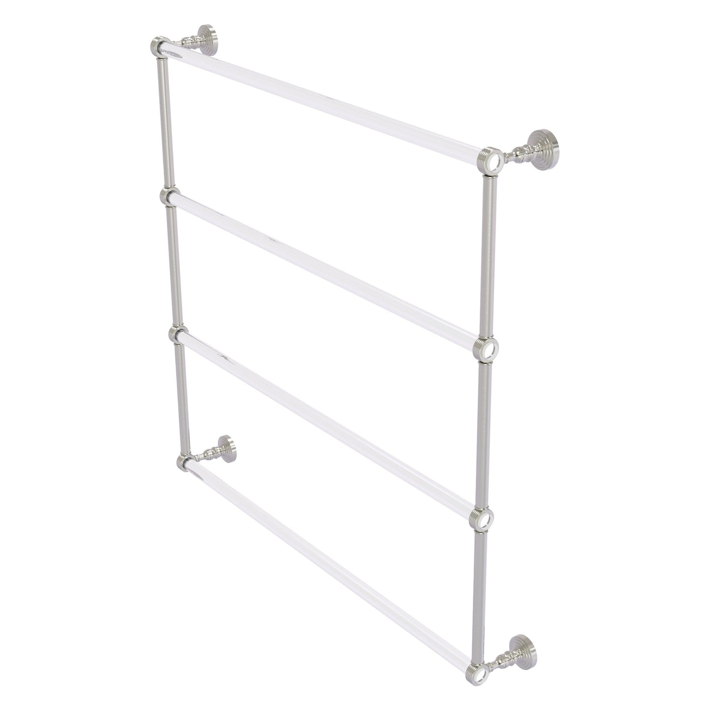 Allied Brass Pacific Grove 38.2" x 4.7" Satin Nickel Solid Brass 4-Tier Ladder Towel Bar With Grooved Accents