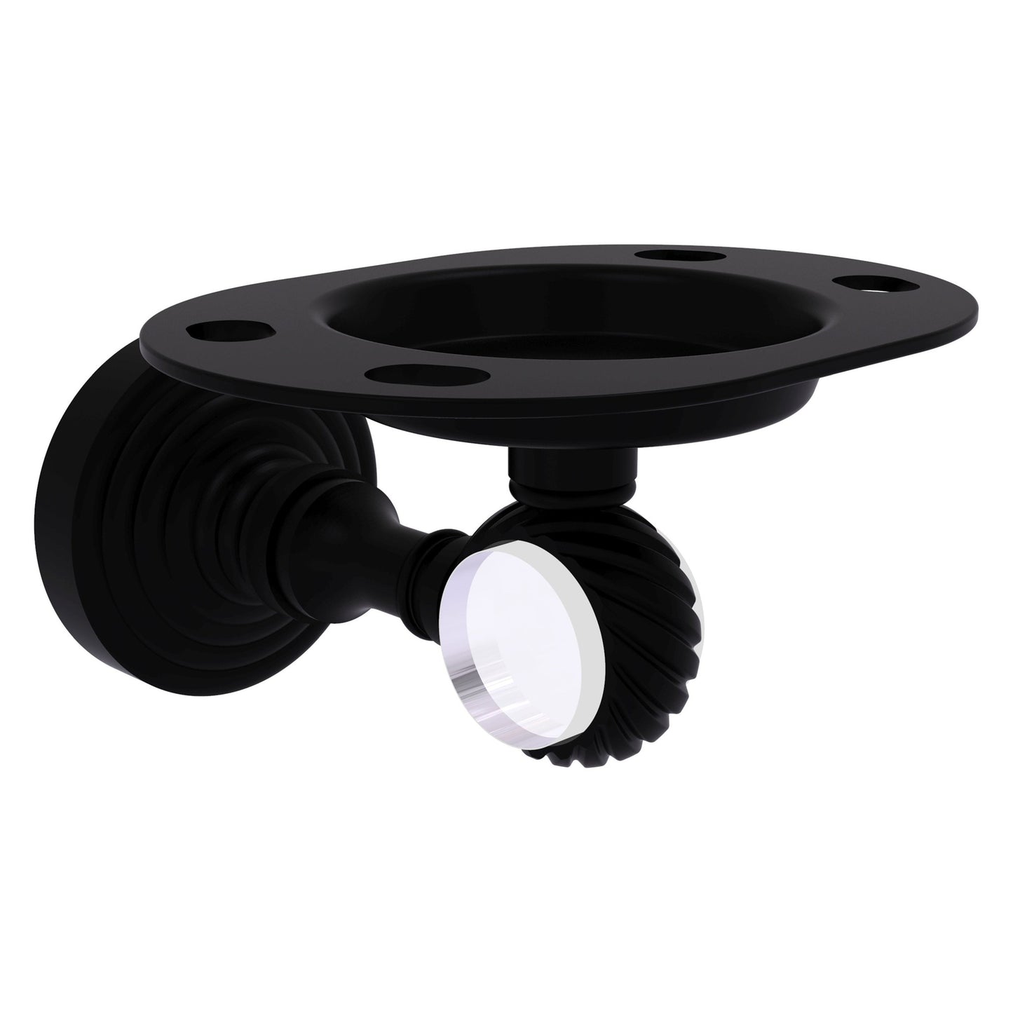 Allied Brass Pacific Grove 4.3" x 2.8" Matte Black Solid Brass Tumbler and Toothbrush Holder With Twisted Accents