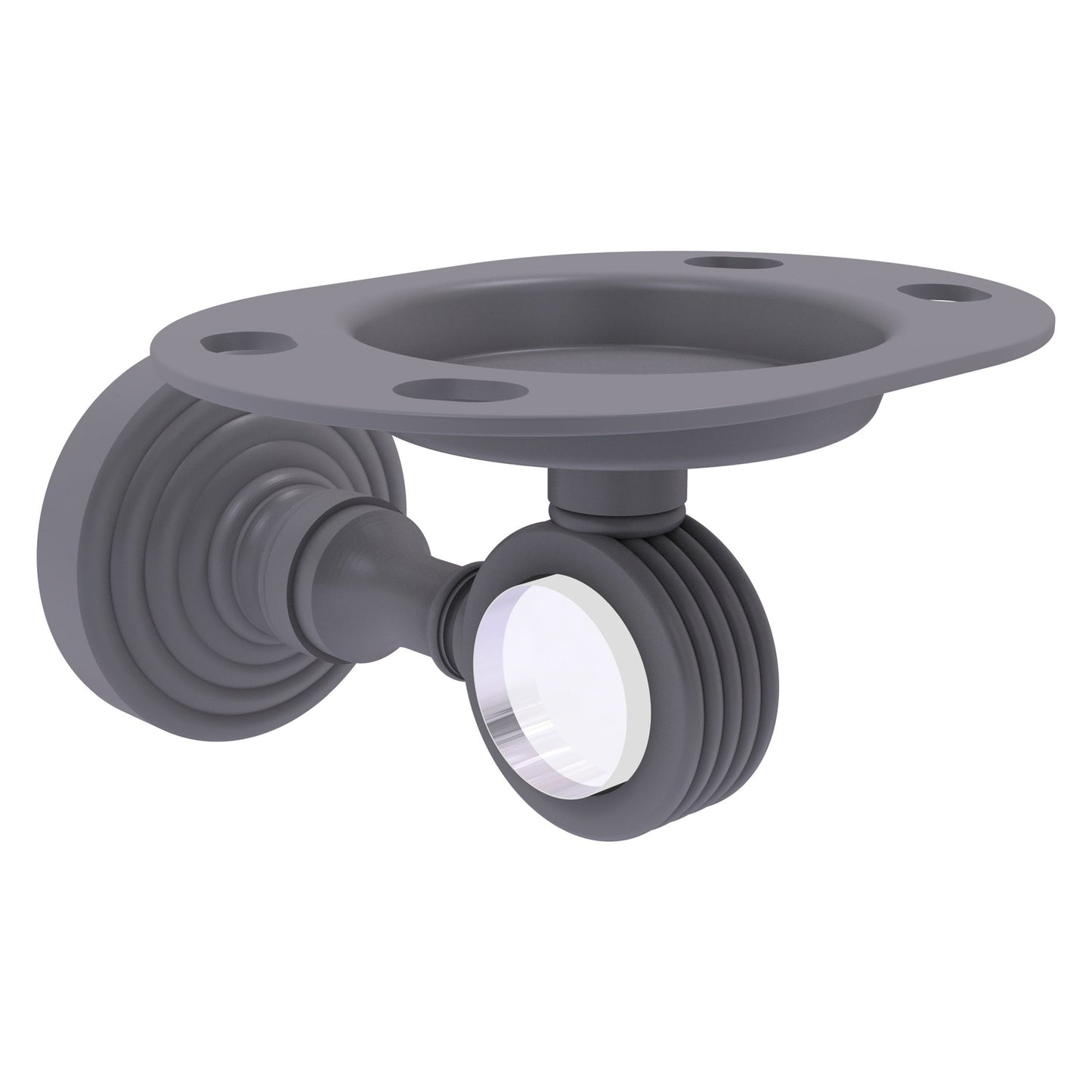 Allied Brass Pacific Grove 4.3" x 2.8" Matte Gray Solid Brass Tumbler and Toothbrush Holder With Grooved Accents