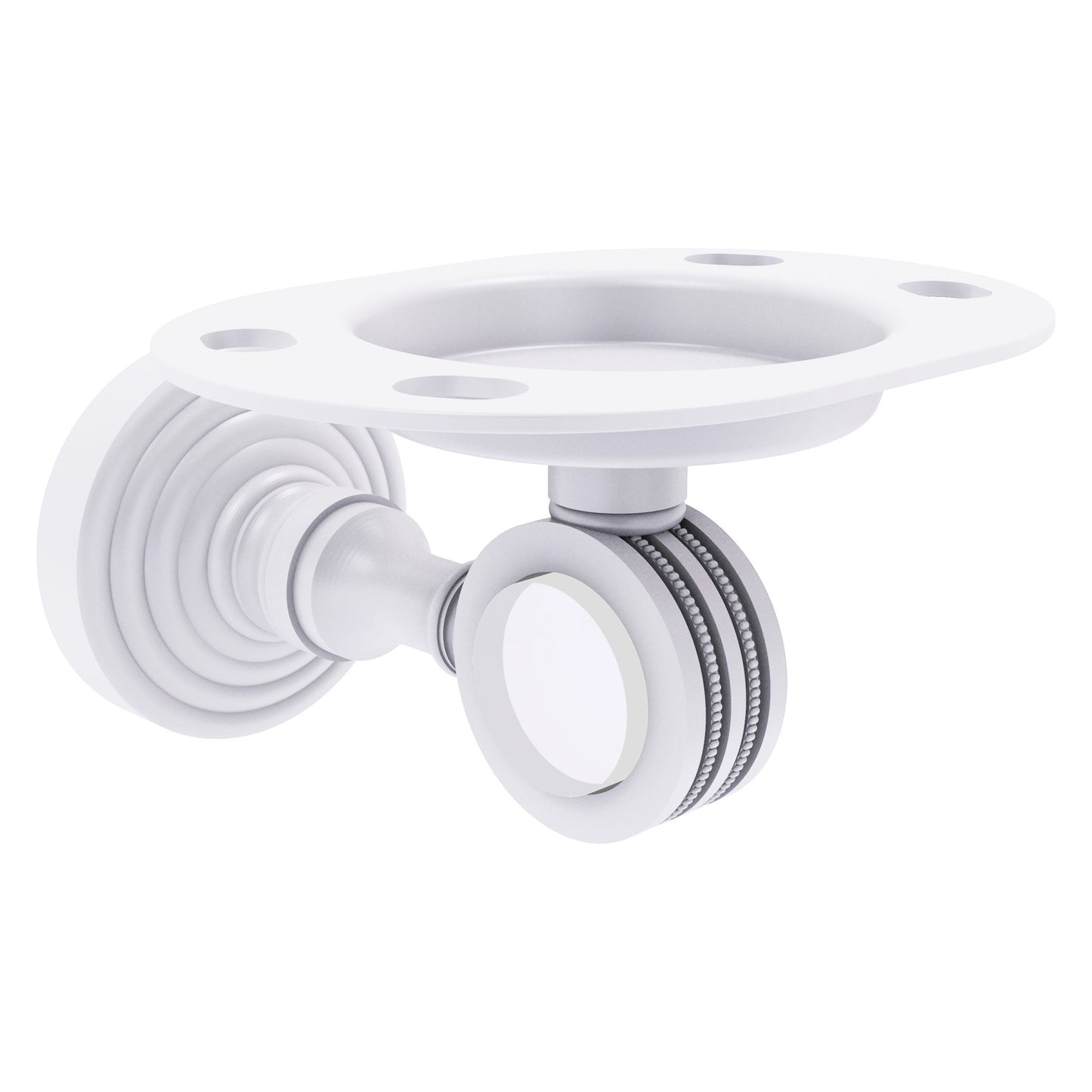 Allied Brass Pacific Grove 4.3" x 2.8" Matte White Solid Brass Tumbler and Toothbrush Holder With Dotted Accents