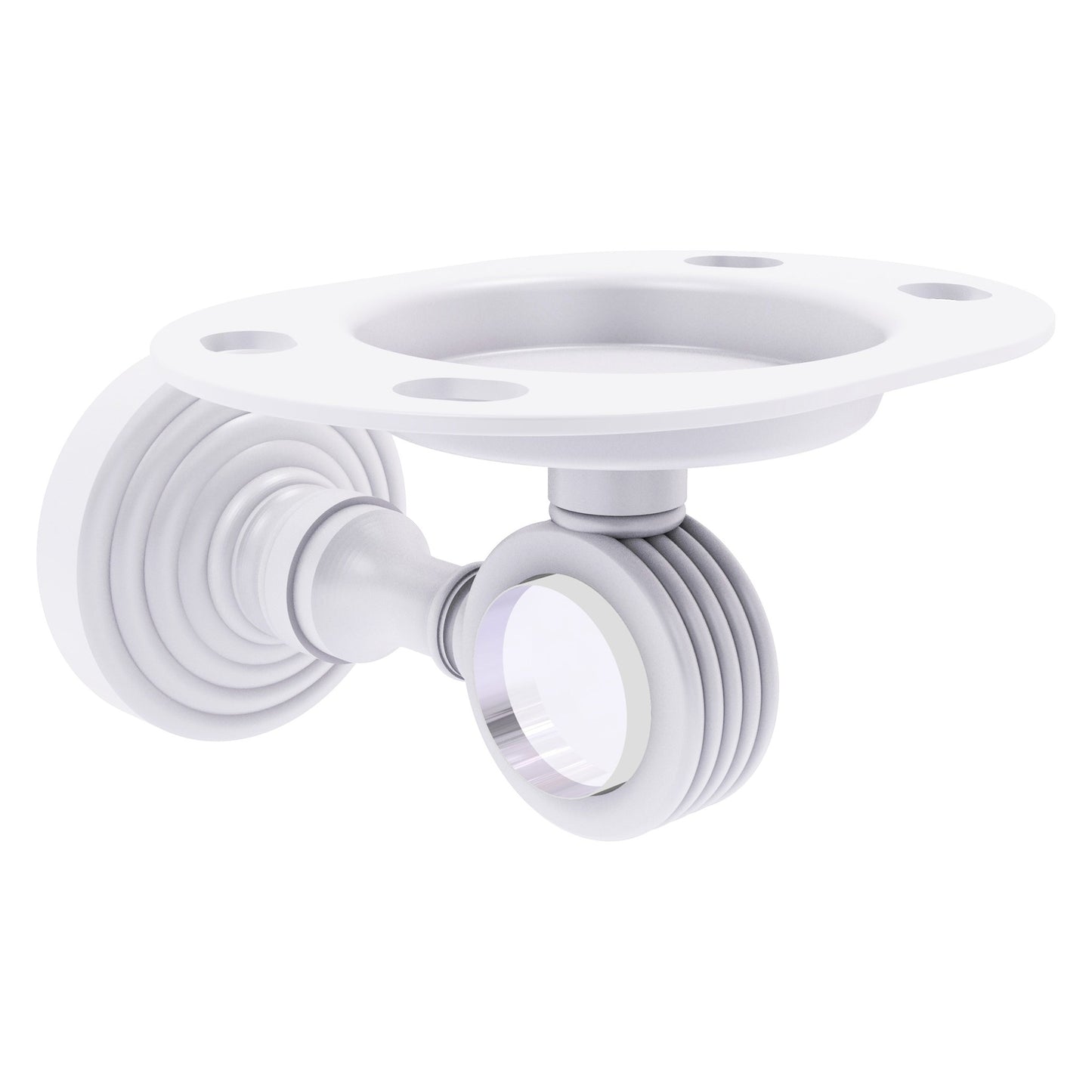 Allied Brass Pacific Grove 4.3" x 2.8" Matte White Solid Brass Tumbler and Toothbrush Holder With Grooved Accents