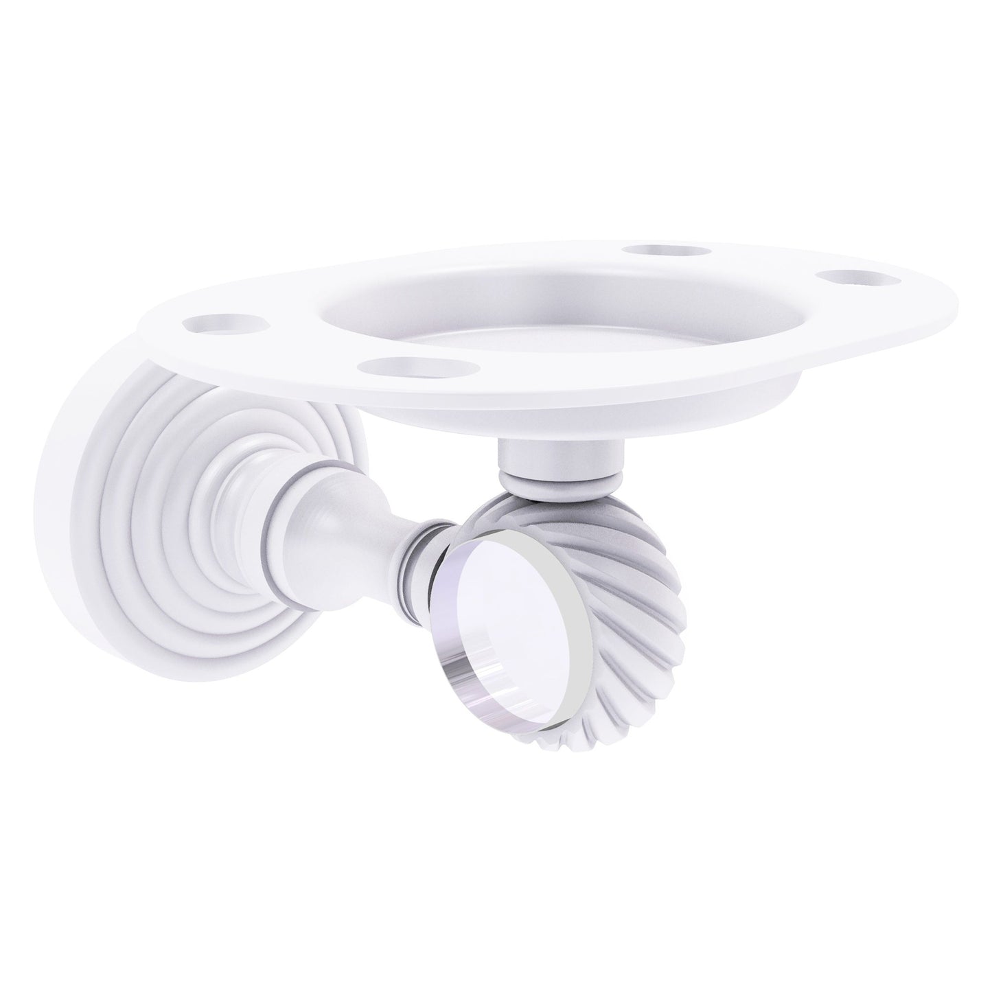 Allied Brass Pacific Grove 4.3" x 2.8" Matte White Solid Brass Tumbler and Toothbrush Holder With Twisted Accents