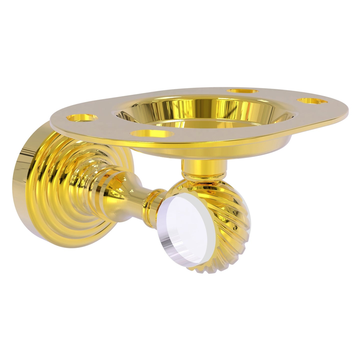 Allied Brass Pacific Grove 4.3" x 2.8" Polished Brass Solid Brass Tumbler and Toothbrush Holder With Twisted Accents