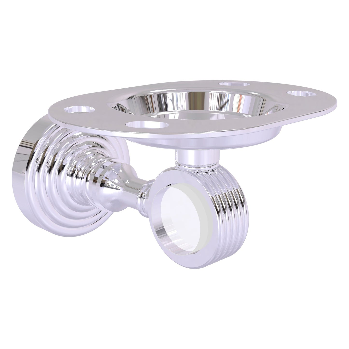 Allied Brass Pacific Grove 4.3" x 2.8" Polished Chrome Solid Brass Tumbler and Toothbrush Holder With Grooved Accents