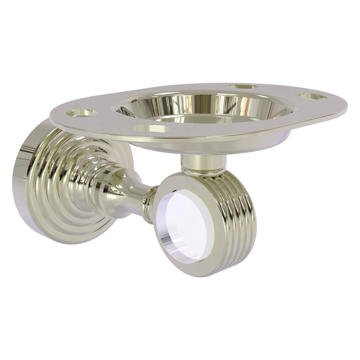 Allied Brass Pacific Grove 4.3" x 2.8" Polished Nickel Solid Brass Tumbler and Toothbrush Holder With Grooved Accents