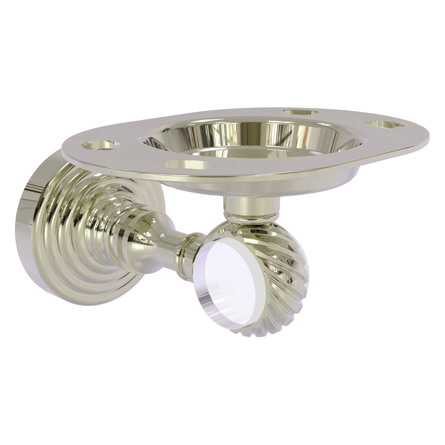 Allied Brass Pacific Grove 4.3" x 2.8" Polished Nickel Solid Brass Tumbler and Toothbrush Holder With Twisted Accents