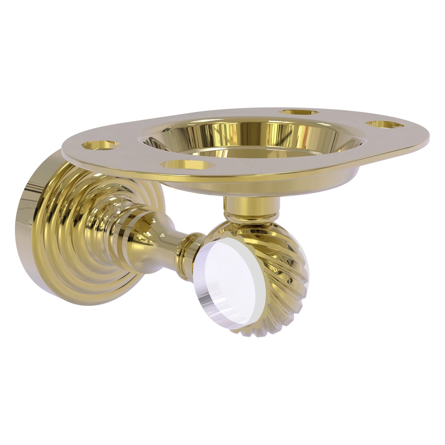 Allied Brass Pacific Grove 4.3" x 2.8" Unlacquered Brass Solid Brass Tumbler and Toothbrush Holder With Twisted Accents