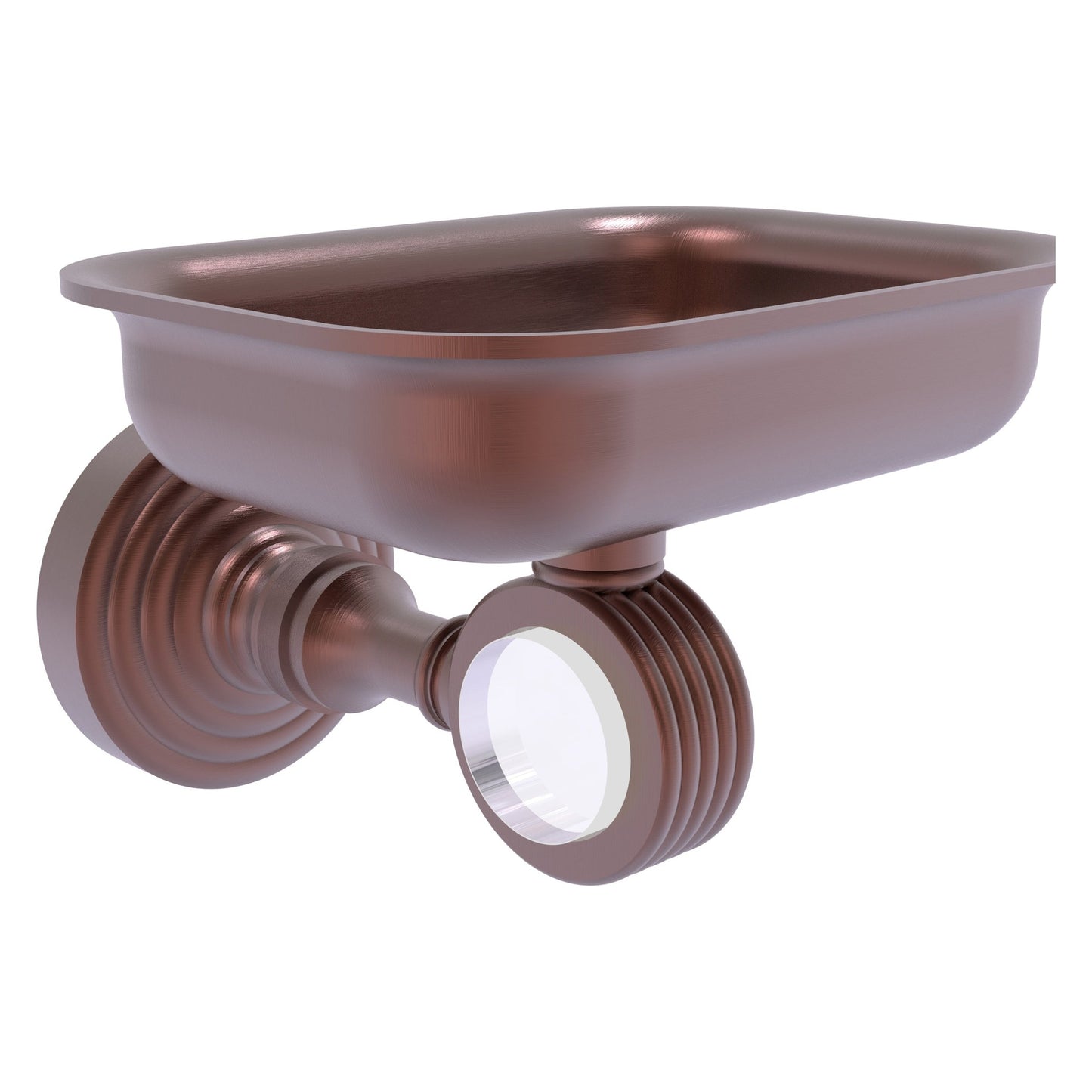 Allied Brass Pacific Grove 4.4" x 3.3" Antique Copper Solid Brass Wall-Mounted Soap Dish Holder With Grooved Accents