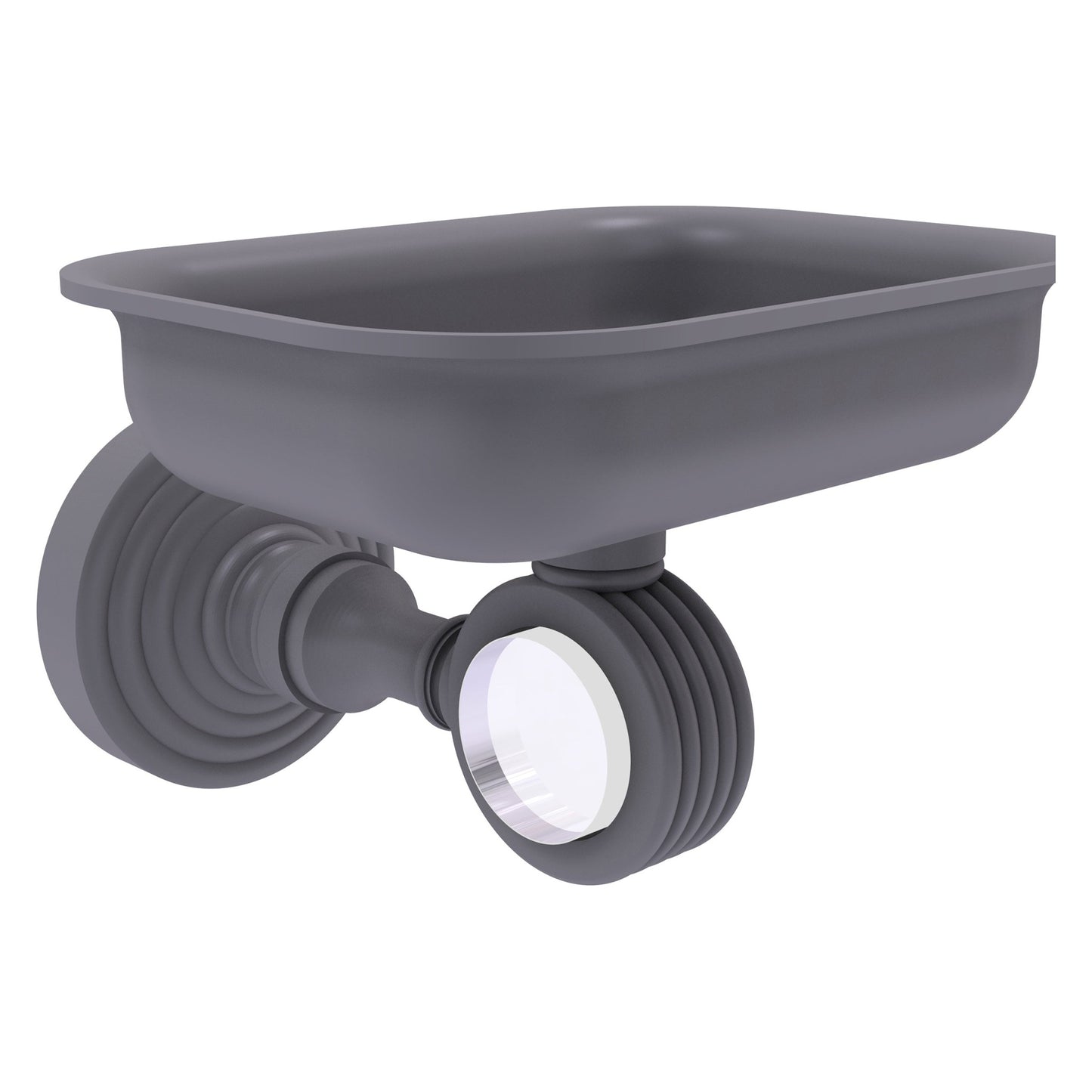 Allied Brass Pacific Grove 4.4" x 3.3" Matte Gray Solid Brass Wall-Mounted Soap Dish Holder With Grooved Accents