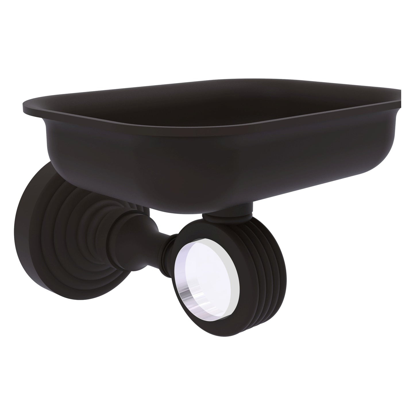 Allied Brass Pacific Grove 4.4" x 3.3" Oil Rubbed Bronze Solid Brass Wall-Mounted Soap Dish Holder With Grooved Accents