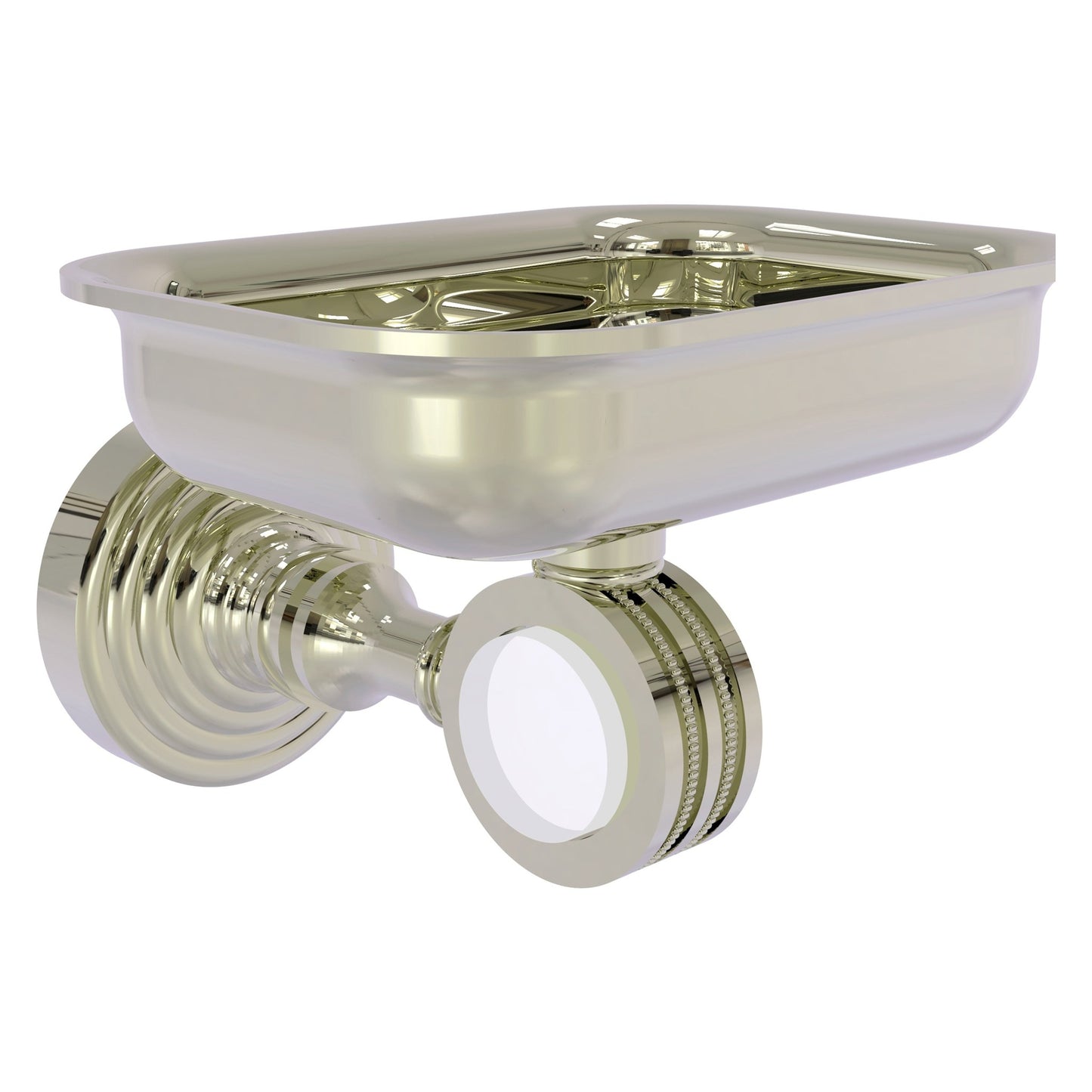 Allied Brass Pacific Grove 4.4" x 3.3" Polished Nickel Solid Brass Wall-Mounted Soap Dish Holder With Dotted Accents