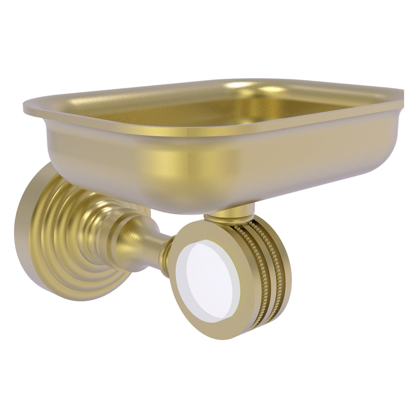 Allied Brass Pacific Grove 4.4" x 3.3" Satin Brass Solid Brass Wall-Mounted Soap Dish Holder With Dotted Accents