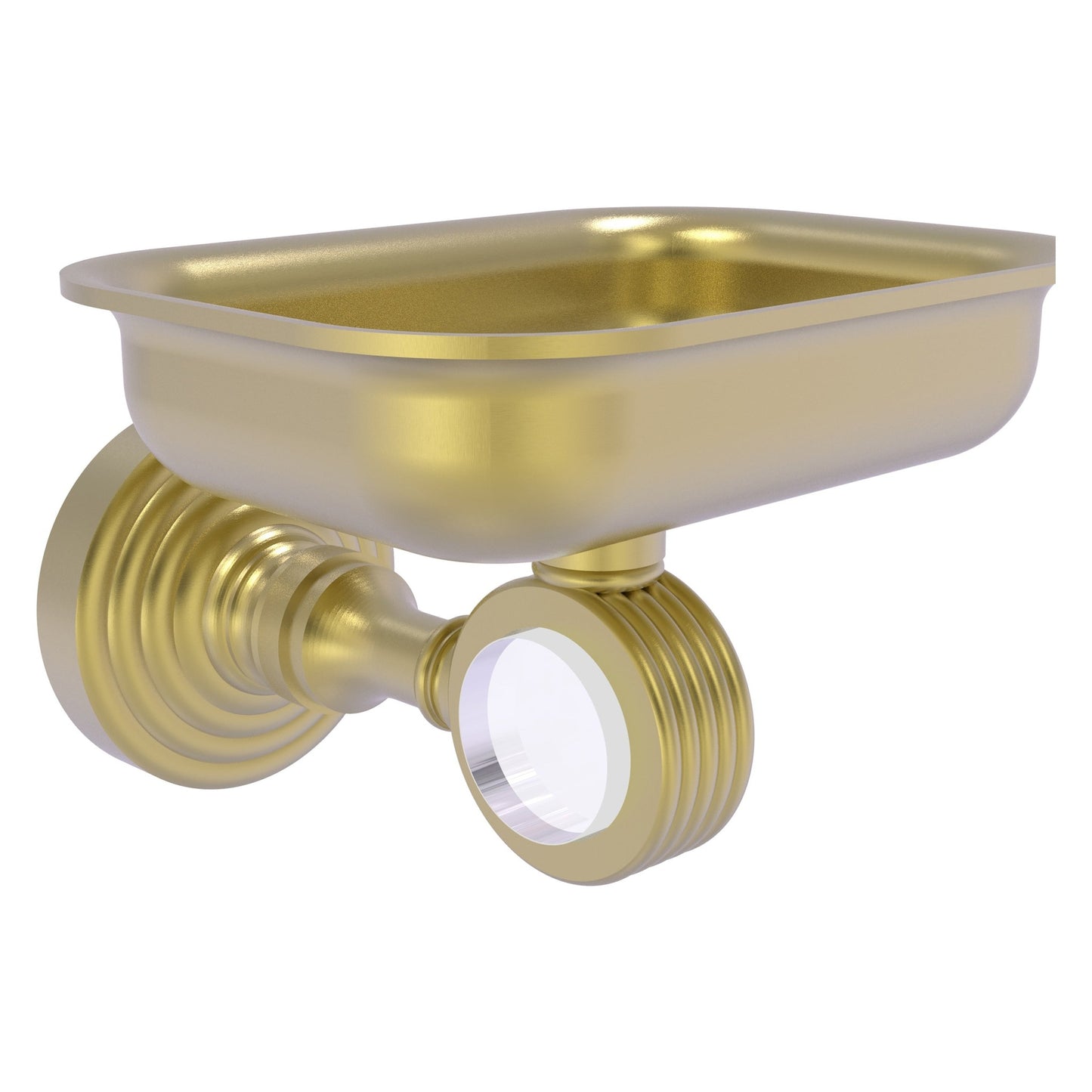 Allied Brass Pacific Grove 4.4" x 3.3" Satin Brass Solid Brass Wall-Mounted Soap Dish Holder With Grooved Accents