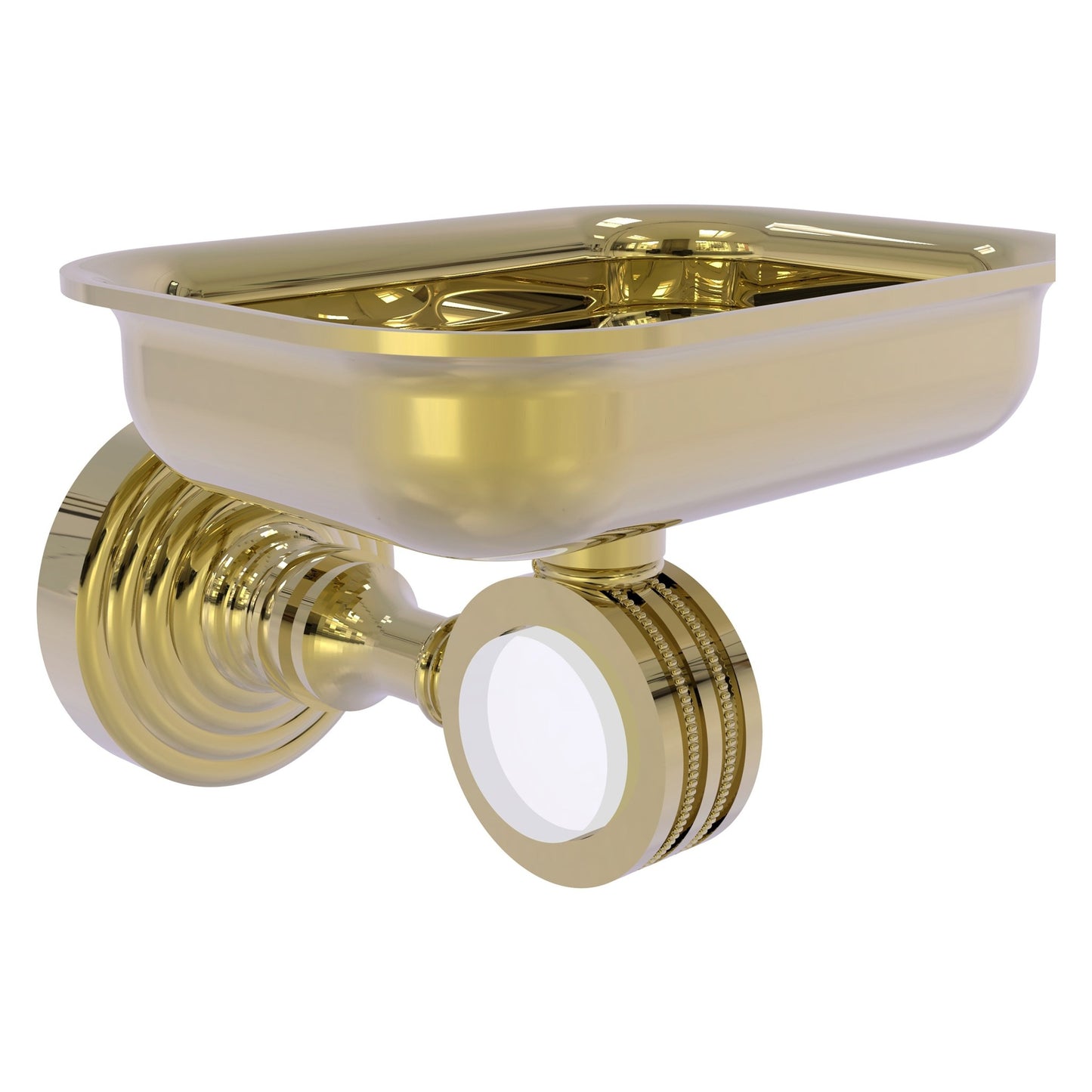 Allied Brass Pacific Grove 4.4" x 3.3" Unlacquered Brass Solid Brass Wall-Mounted Soap Dish Holder With Dotted Accents