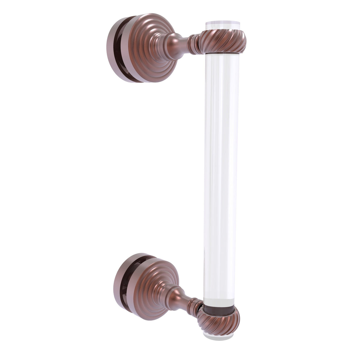 Allied Brass Pacific Grove 5.2" x 2.2" Antique Copper Solid Brass 8-Inch Single Side Shower Door Pull With Twisted Accents