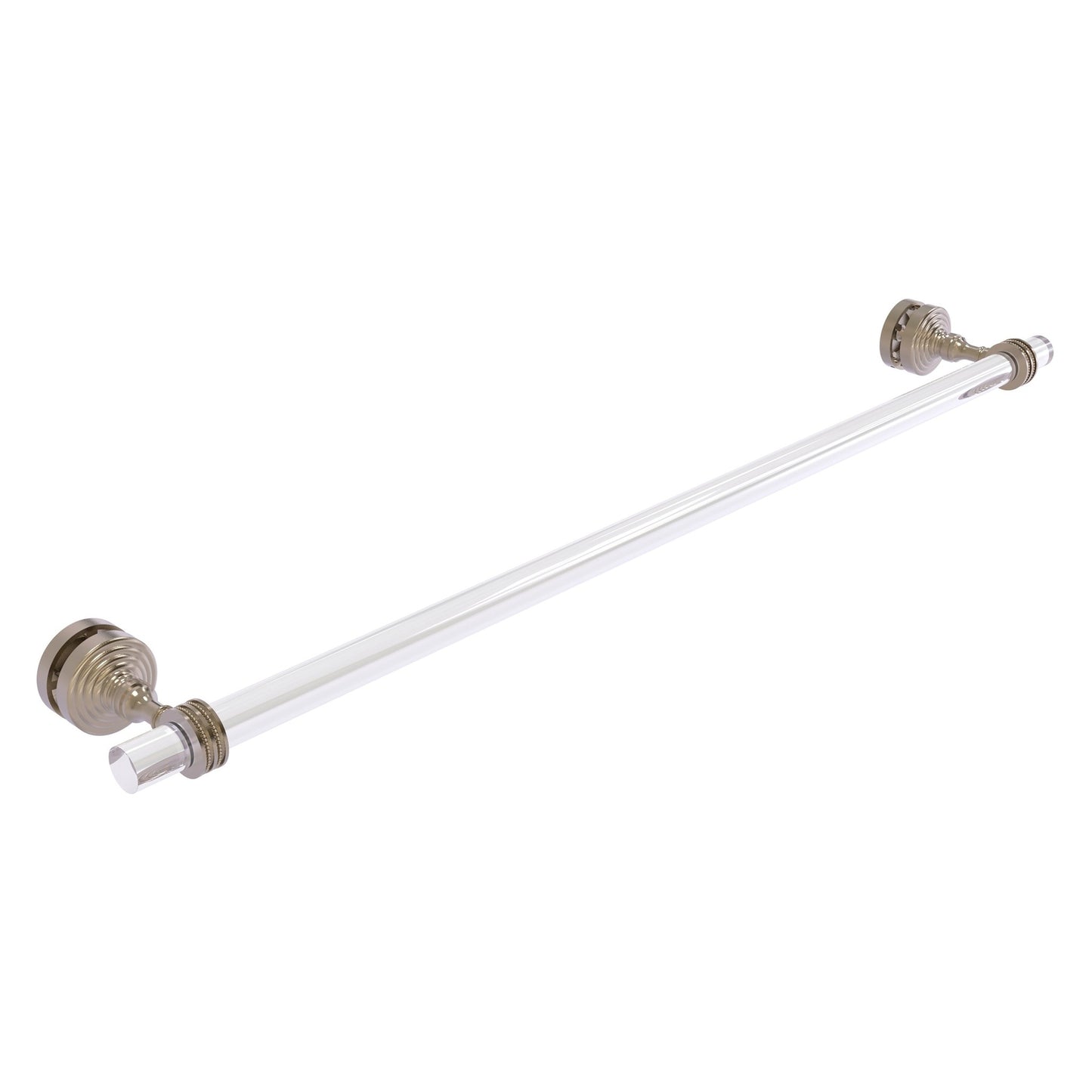 Allied Brass Pacific Grove 5.2" x 2.2" Antique Pewter Solid Brass 30-Inch Shower Door Towel Bar With Dotted Accents