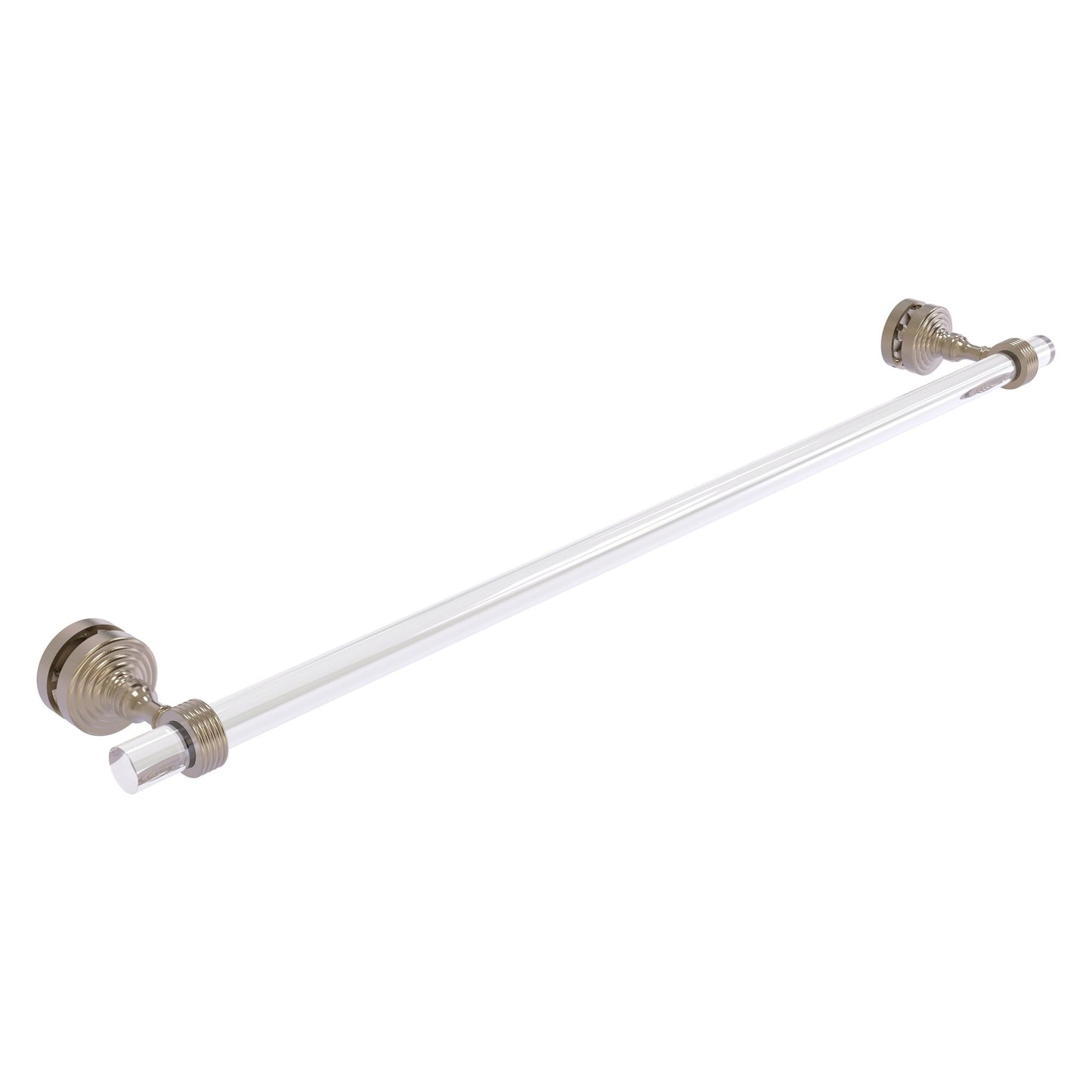 Allied Brass Pacific Grove 5.2" x 2.2" Antique Pewter Solid Brass 30-Inch Shower Door Towel Bar With Grooved Accents