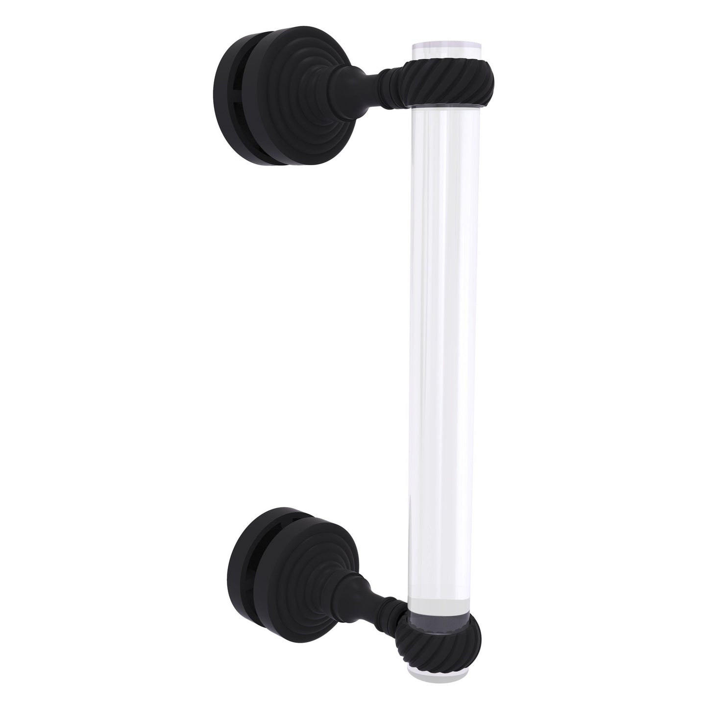 Allied Brass Pacific Grove 5.2" x 2.2" Matte Black Solid Brass 8-Inch Single Side Shower Door Pull With Twisted Accents