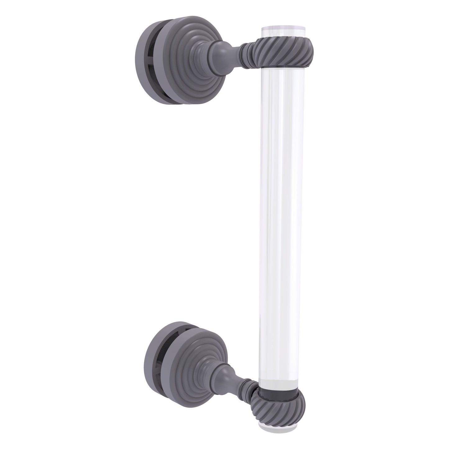 Allied Brass Pacific Grove 5.2" x 2.2" Matte Gray Solid Brass 8-Inch Single Side Shower Door Pull With Twisted Accents