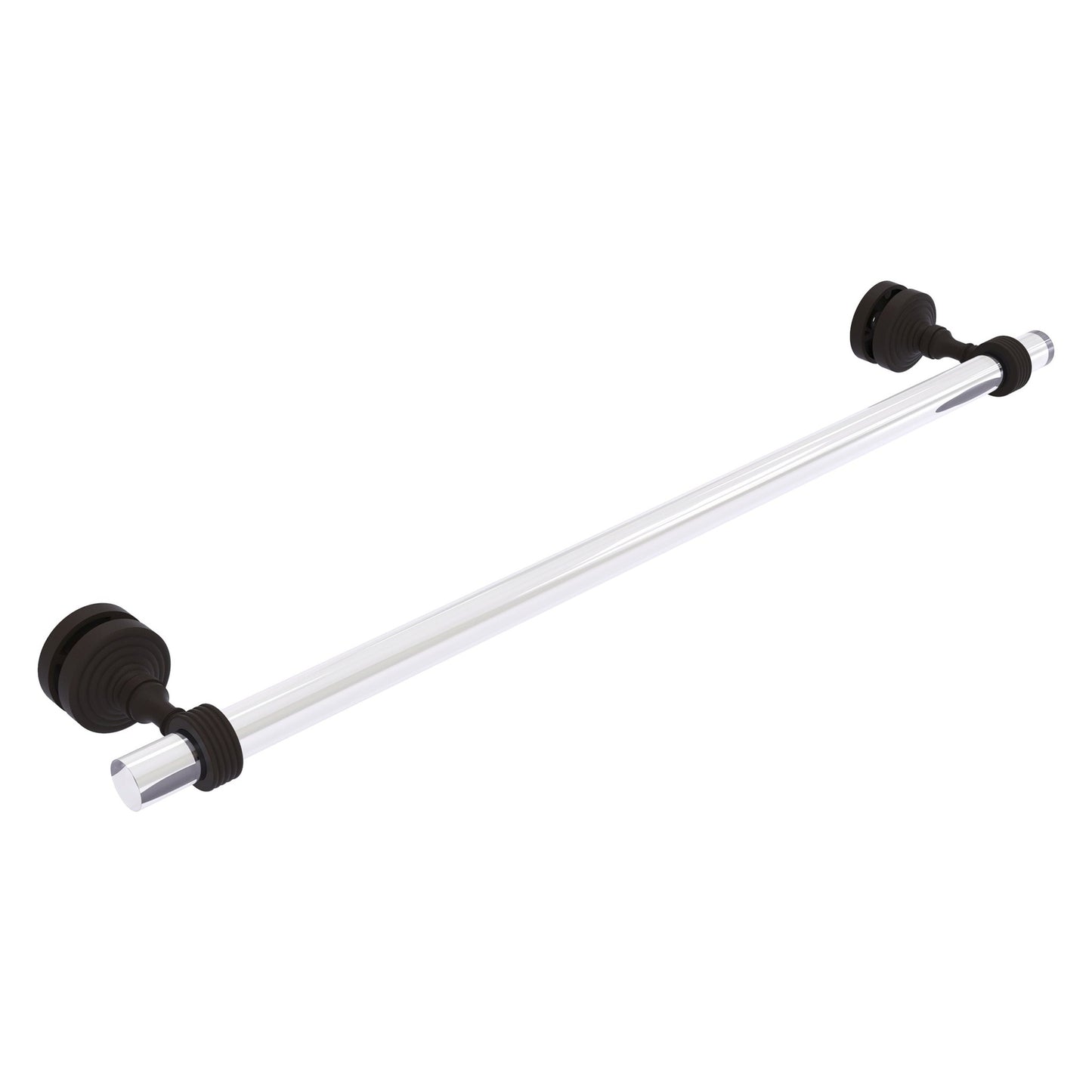 Allied Brass Pacific Grove 5.2" x 2.2" Oil Rubbed Bronze Solid Brass 24-Inch Shower Door Towel Bar With Grooved Accents
