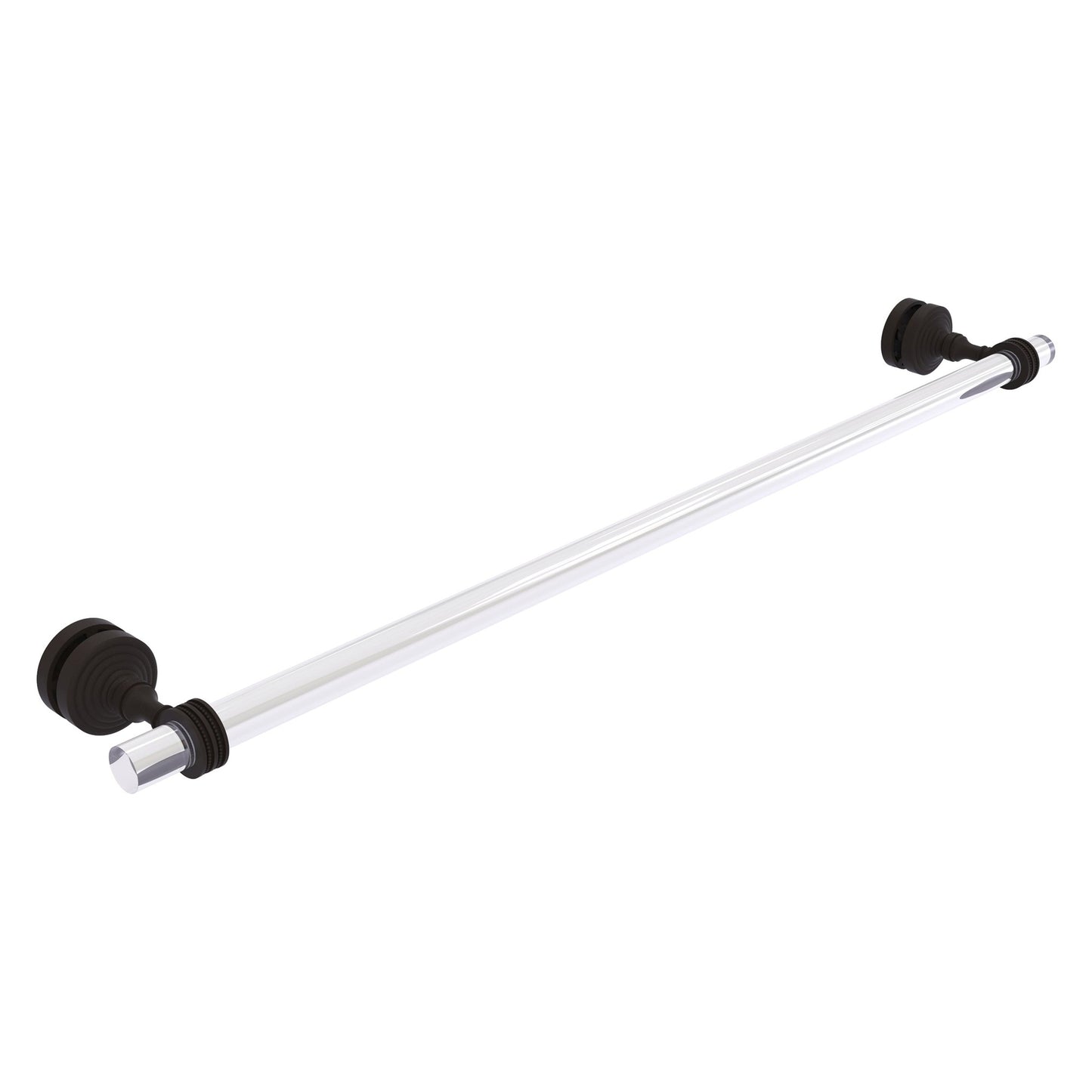 Allied Brass Pacific Grove 5.2" x 2.2" Oil Rubbed Bronze Solid Brass 30-Inch Shower Door Towel Bar With Dotted Accents