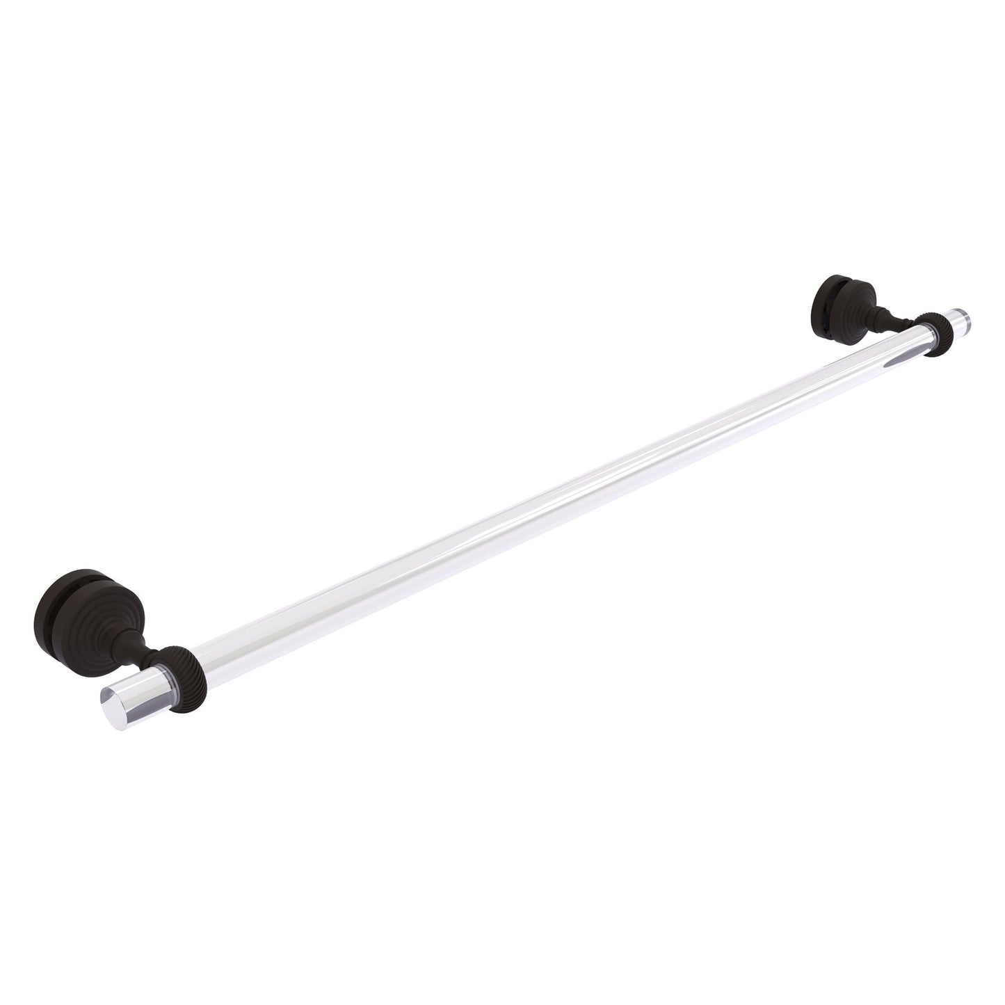 Allied Brass Pacific Grove 5.2" x 2.2" Oil Rubbed Bronze Solid Brass 30-Inch Shower Door Towel Bar With Twisted Accents