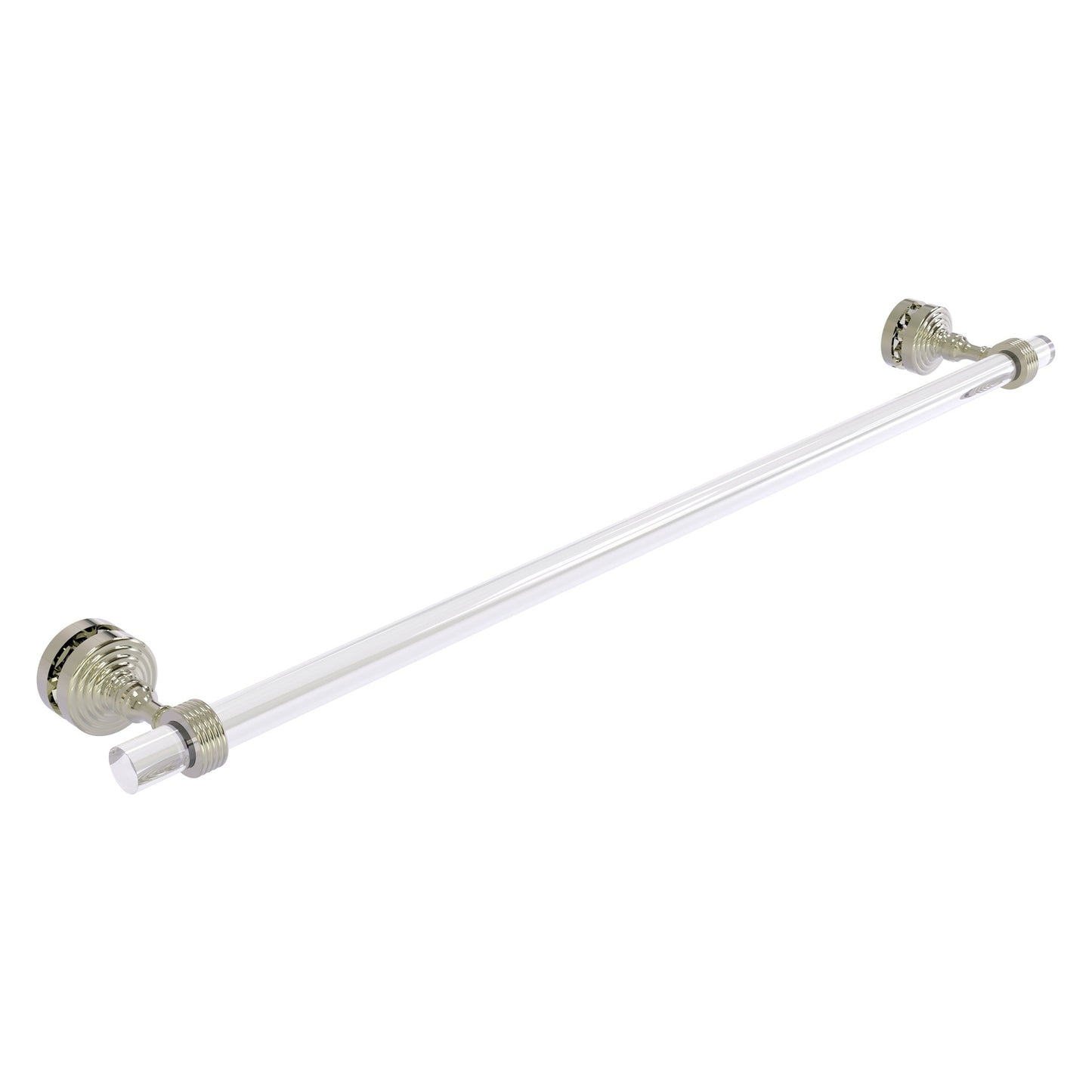 Allied Brass Pacific Grove 5.2" x 2.2" Polished Nickel Solid Brass 30-Inch Shower Door Towel Bar With Grooved Accents