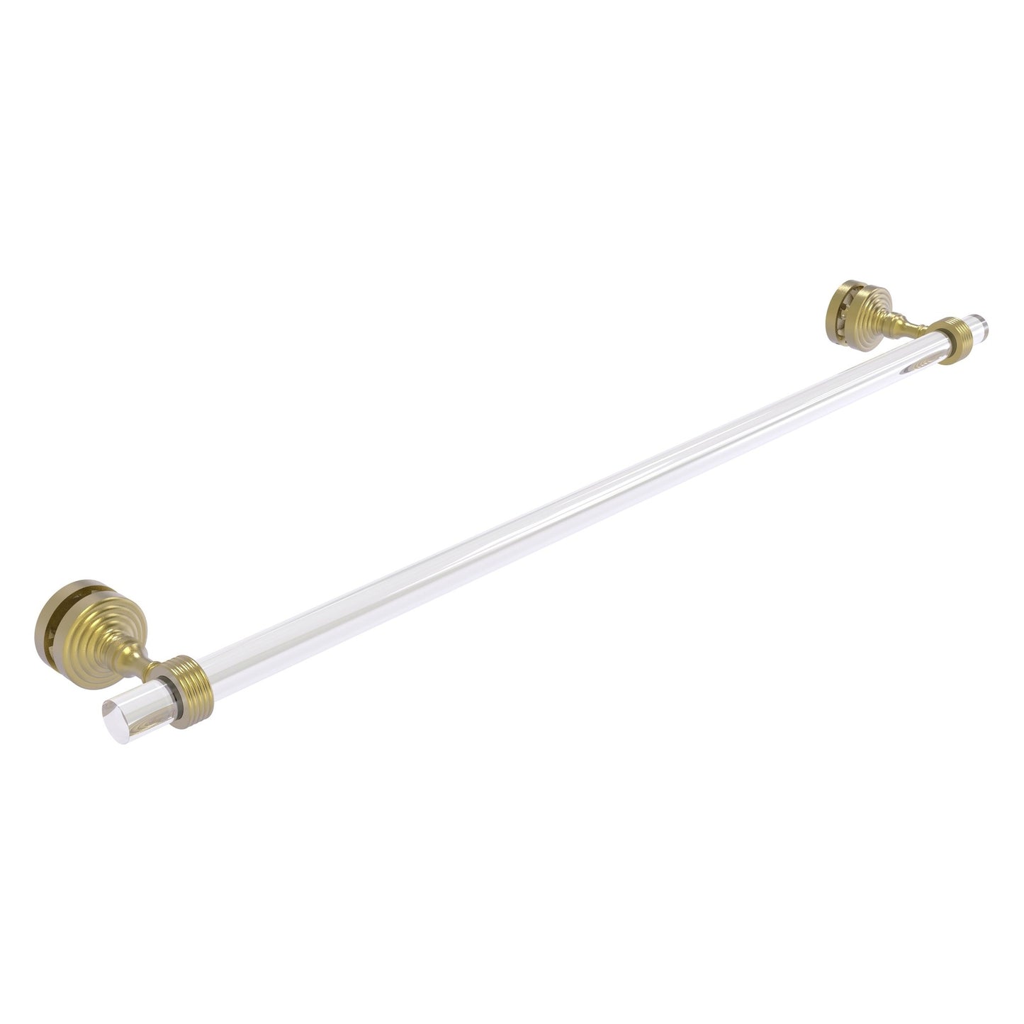 Allied Brass Pacific Grove 5.2" x 2.2" Satin Brass Solid Brass 30-Inch Shower Door Towel Bar With Grooved Accents