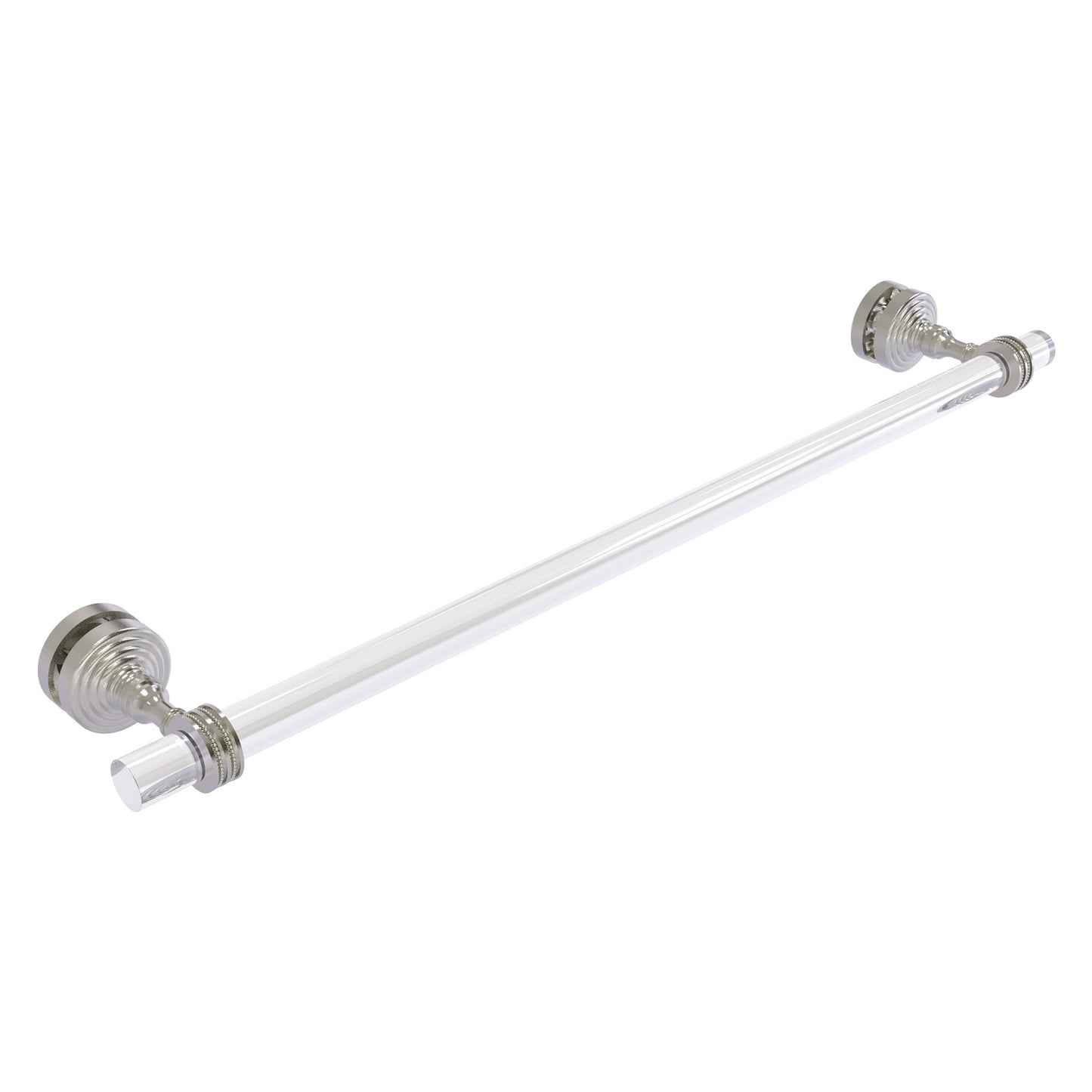 Allied Brass Pacific Grove 5.2" x 2.2" Satin Nickel Solid Brass 24-Inch Shower Door Towel Bar With Dotted Accents