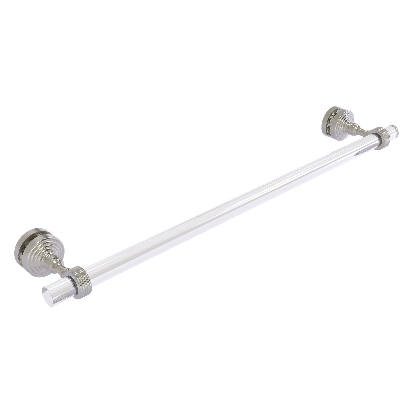 Allied Brass Pacific Grove 5.2" x 2.2" Satin Nickel Solid Brass 24-Inch Shower Door Towel Bar With Grooved Accents