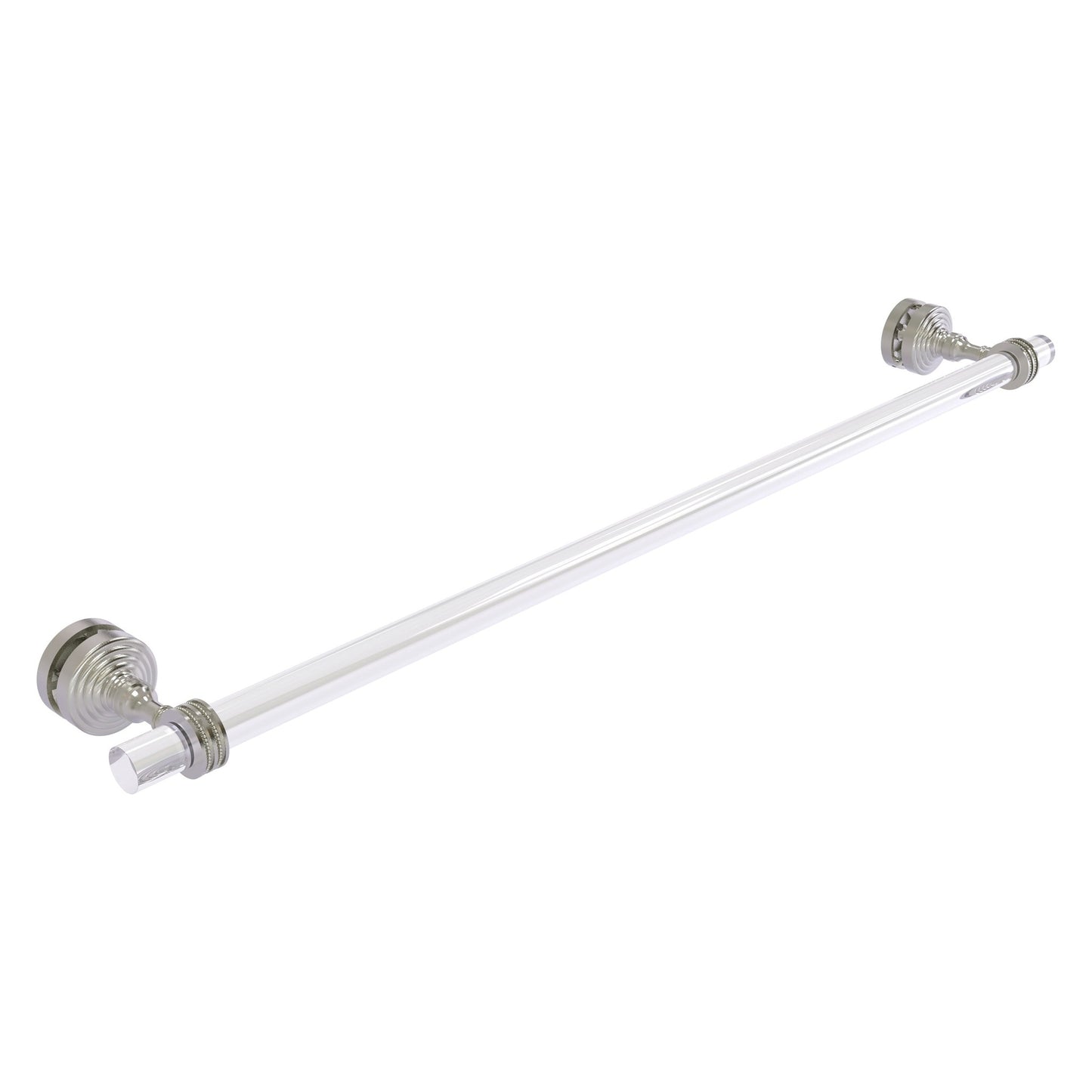 Allied Brass Pacific Grove 5.2" x 2.2" Satin Nickel Solid Brass 30-Inch Shower Door Towel Bar With Dotted Accents