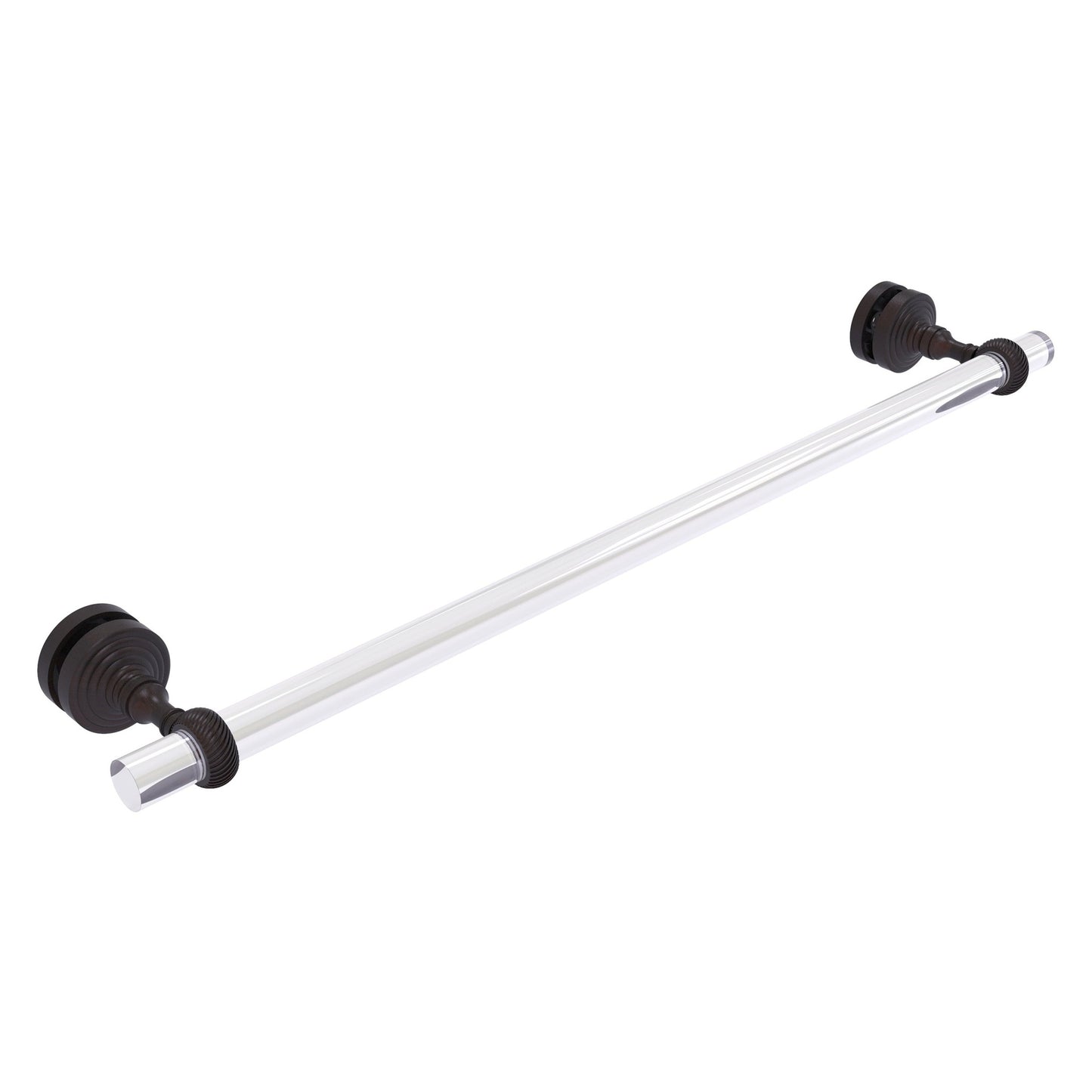 Allied Brass Pacific Grove 5.2" x 2.2" Venetian Bronze Solid Brass 24-Inch Shower Door Towel Bar With Twisted Accents