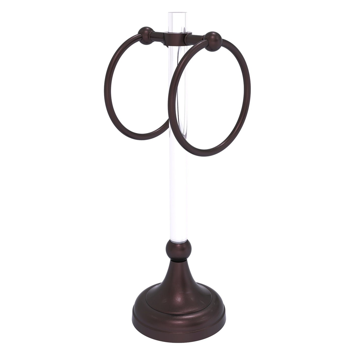 Allied Brass Pacific Grove 5.8" x 5.5" Antique Bronze Solid Brass 2-Ring Vanity Top Guest Towel Ring