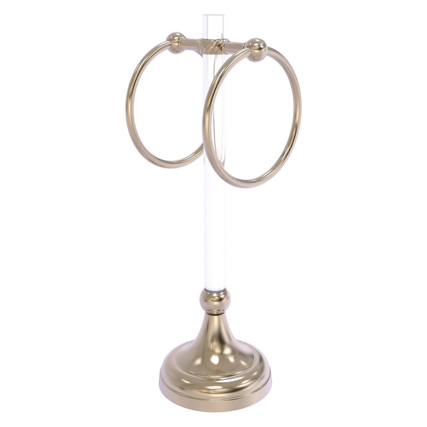 Allied Brass Pacific Grove 5.8" x 5.5" Antique Pewter Solid Brass 2-Ring Vanity Top Guest Towel Ring With Twisted Accents