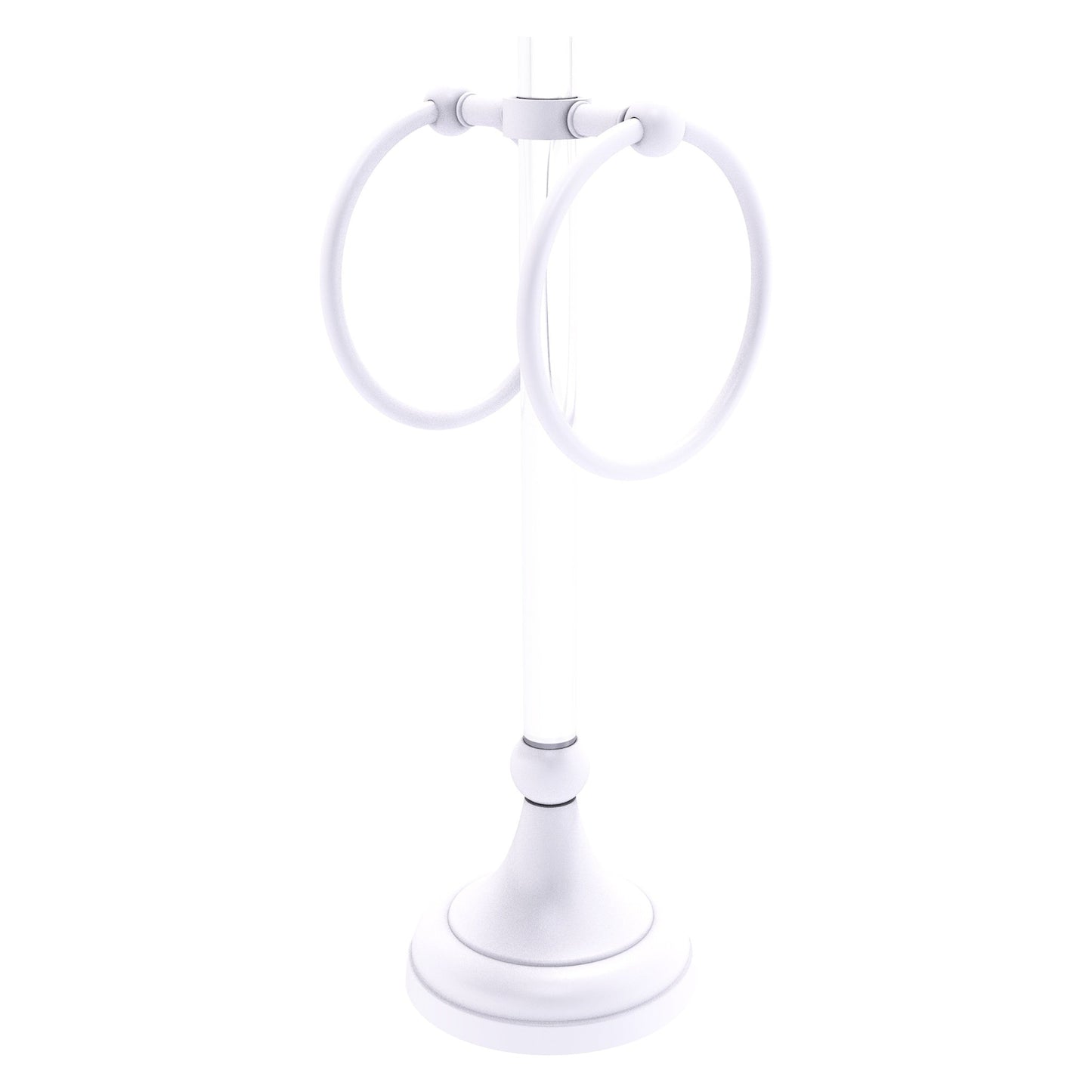 Allied Brass Pacific Grove 5.8" x 5.5" Matte White Solid Brass 2-Ring Vanity Top Guest Towel Ring