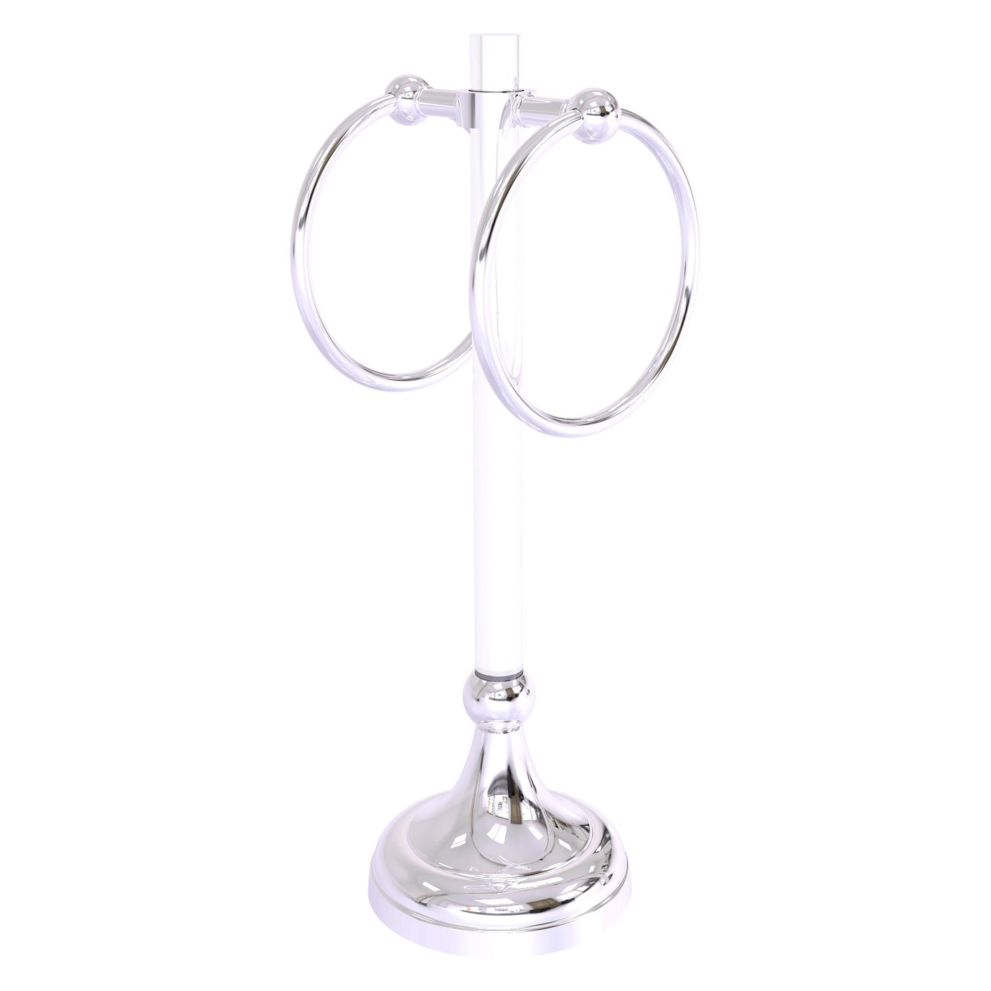 Allied Brass Pacific Grove 5.8" x 5.5" Polished Chrome Solid Brass 2-Ring Vanity Top Guest Towel Ring