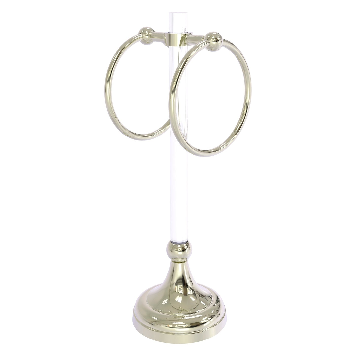 Allied Brass Pacific Grove 5.8" x 5.5" Polished Nickel Solid Brass 2-Ring Vanity Top Guest Towel Ring