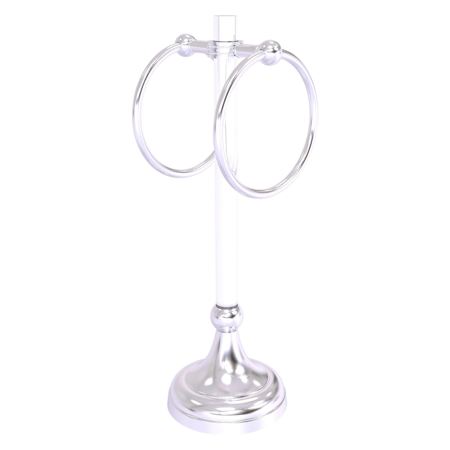 Allied Brass Pacific Grove 5.8" x 5.5" Satin Chrome Solid Brass 2-Ring Vanity Top Guest Towel Ring With Dotted Accents