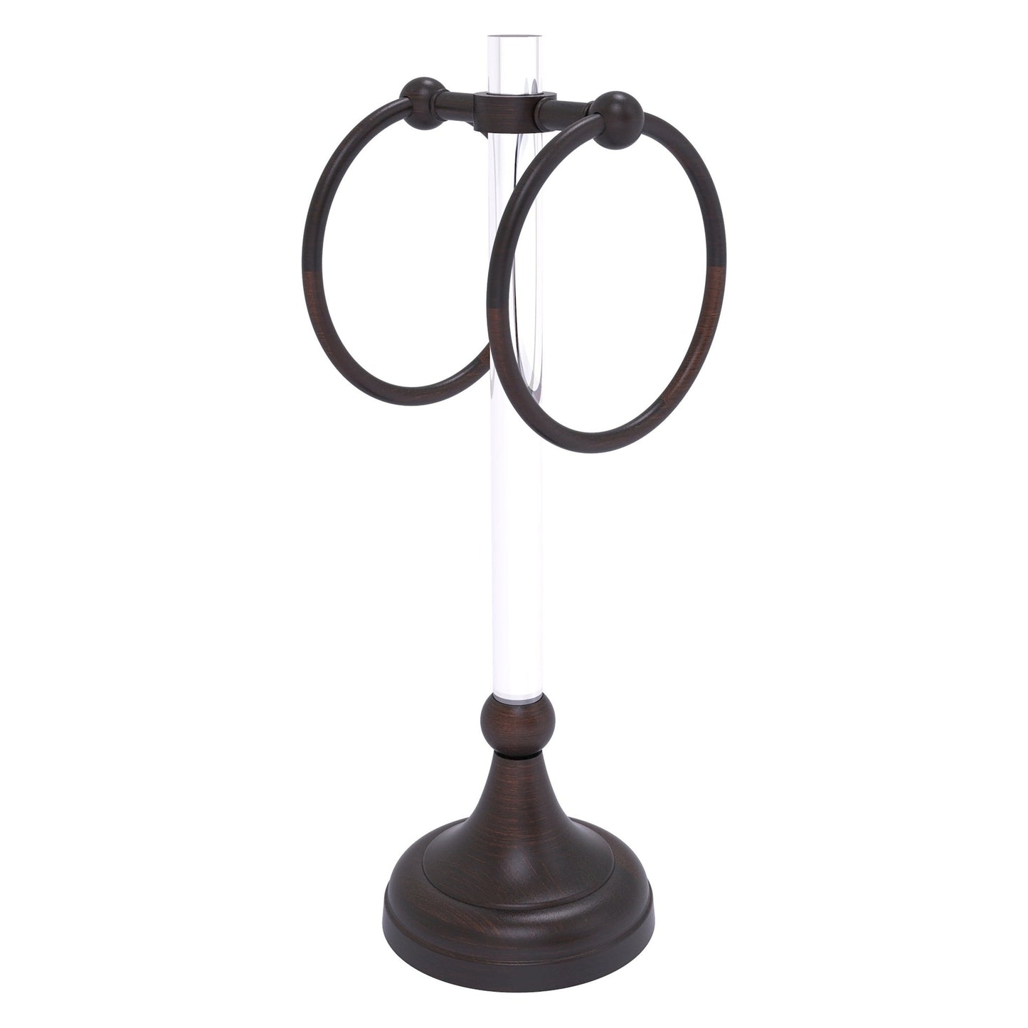 Allied Brass Pacific Grove 5.8" x 5.5" Venetian Bronze Solid Brass 2-Ring Vanity Top Guest Towel Ring