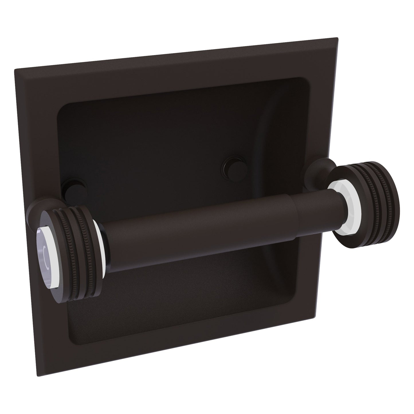 Allied Brass Pacific Grove 6.3" x 6.1" Oil Rubbed Bronze Solid Brass Recessed Toilet Paper Holder With Dotted Accents